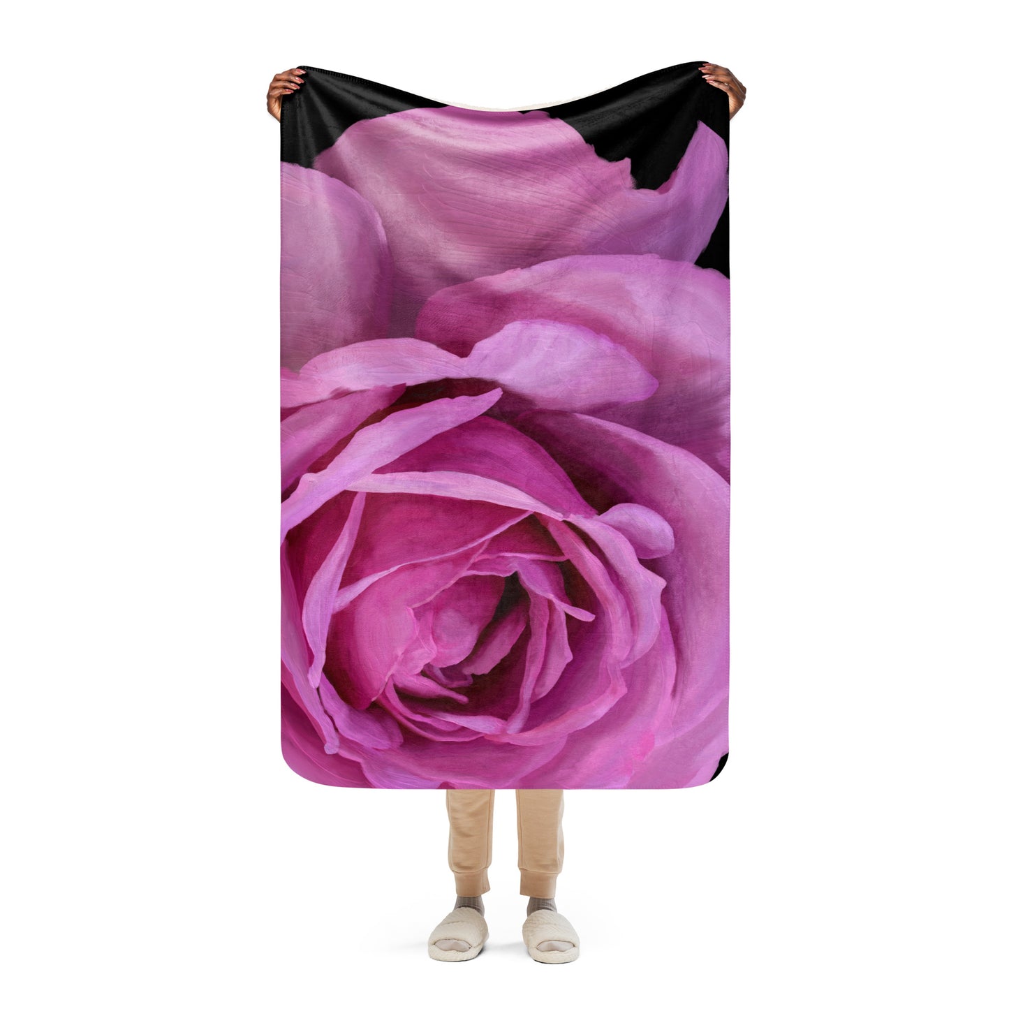 Leslie’s Rose Sherpa blanket