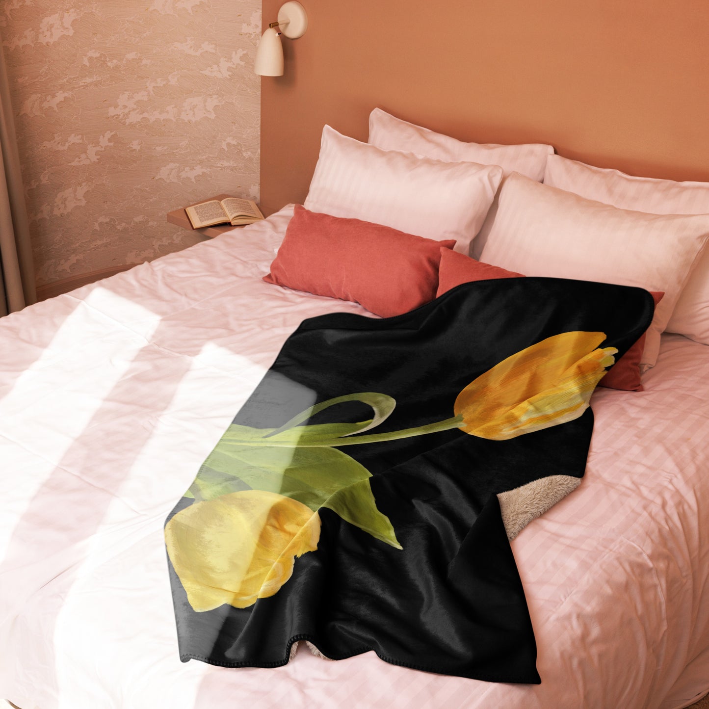 Sue’s Yellow Tulips Sherpa blanket