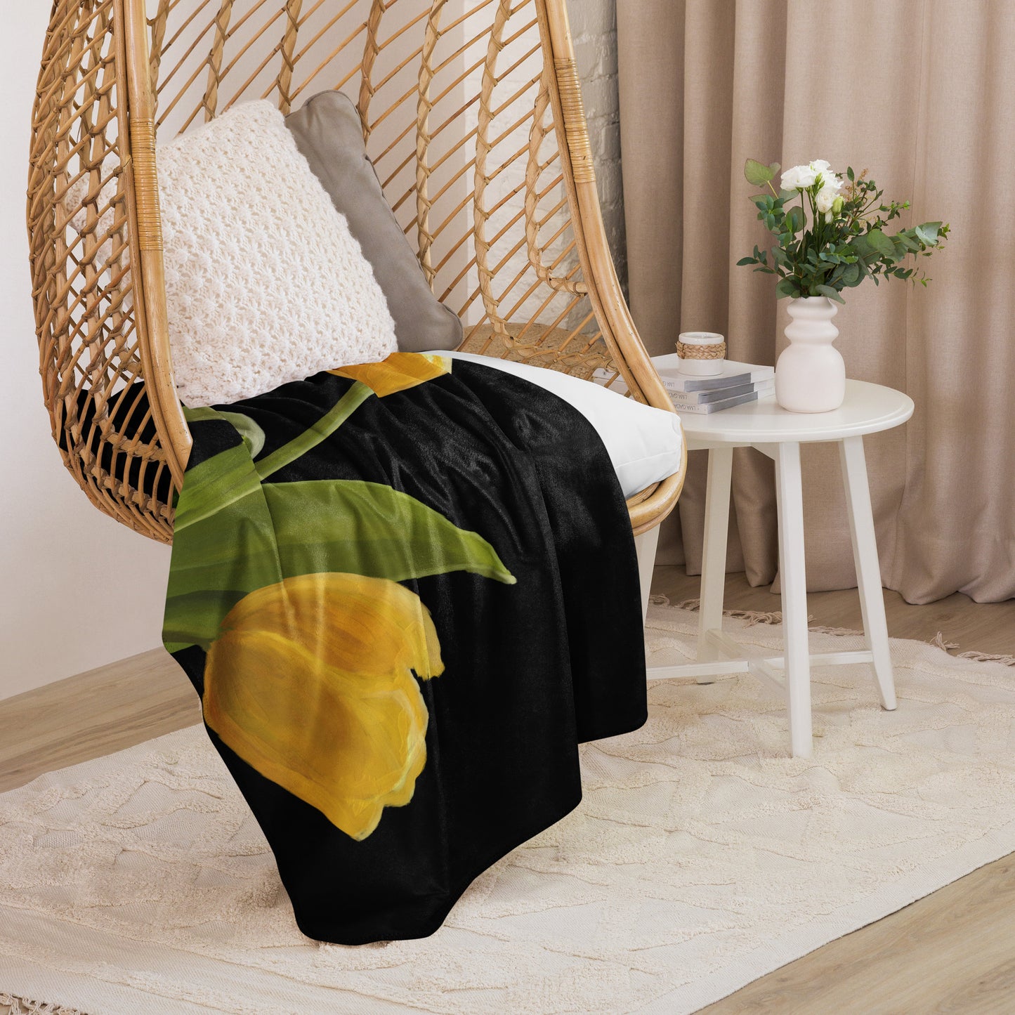 Sue’s Yellow Tulips Sherpa blanket