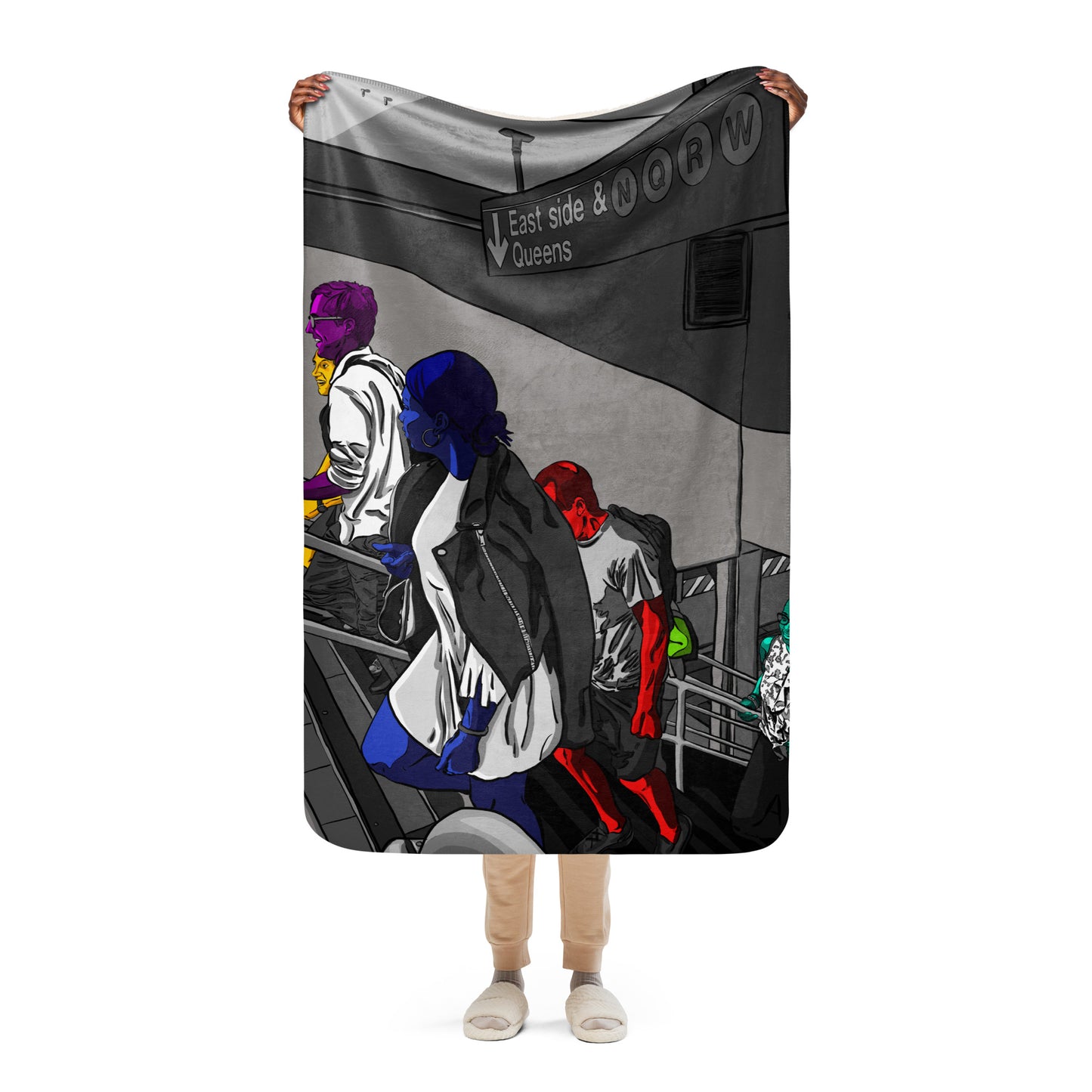 NYC Subway East Side and Queens Sherpa blanket