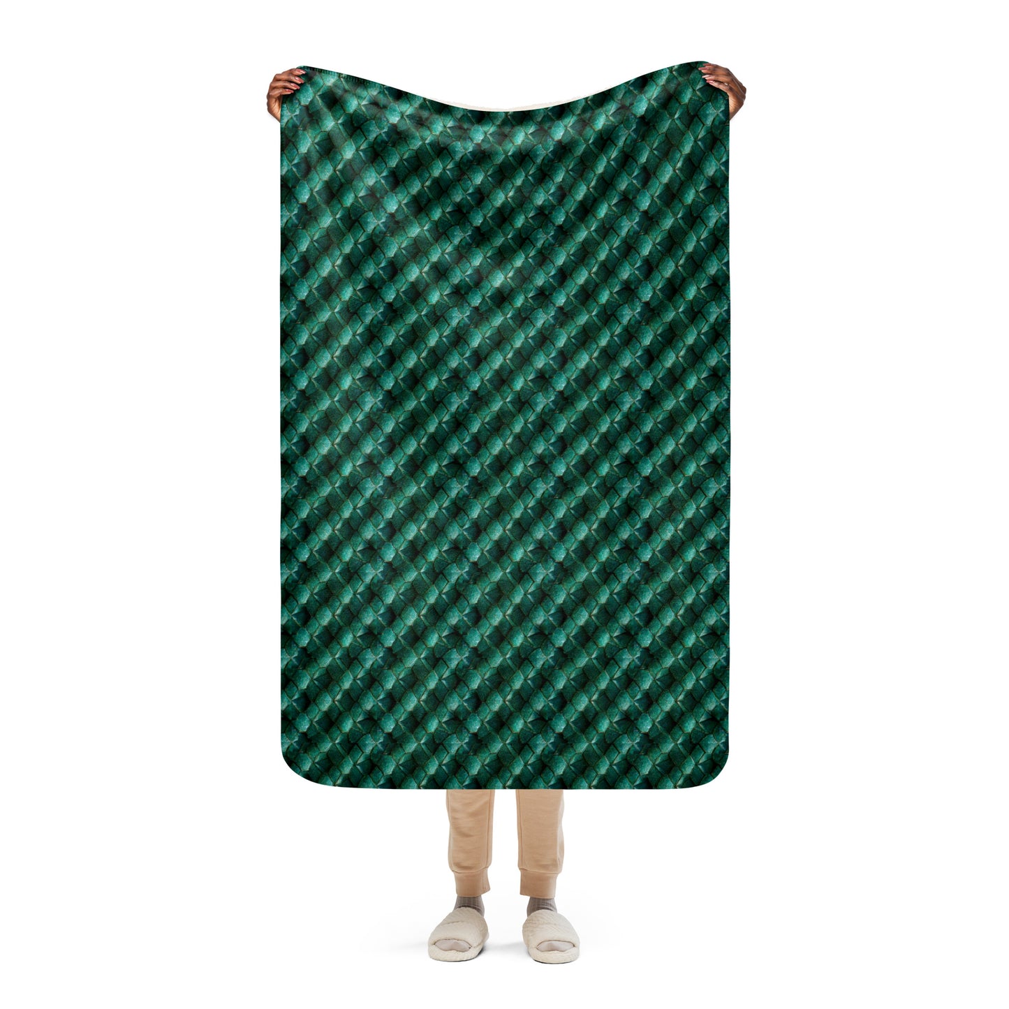 Emeralda the Great Forest Dragon Sherpa blanket