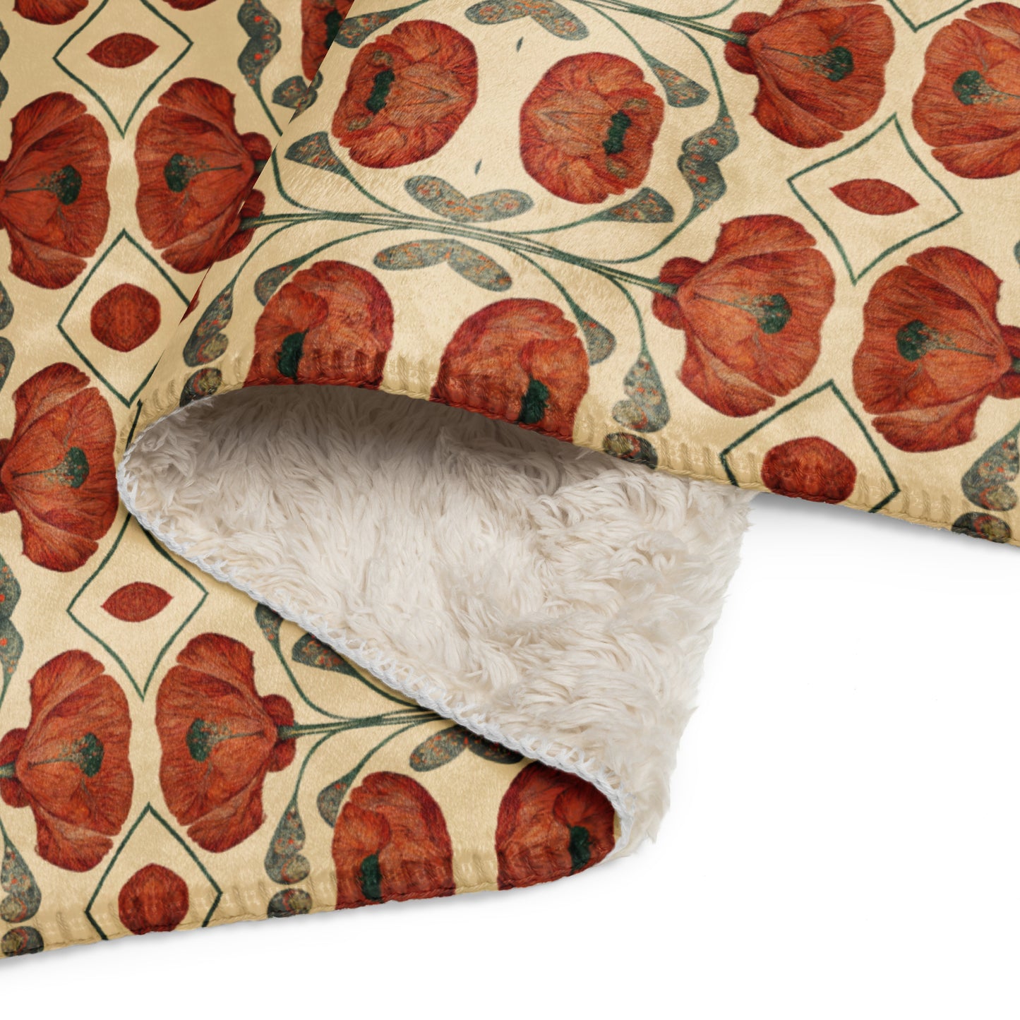 Poppies for Klimt Sherpa blanket