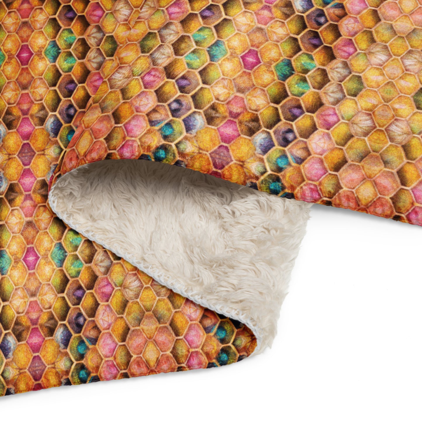 Rainbow Hive Radiance Sherpa blanket