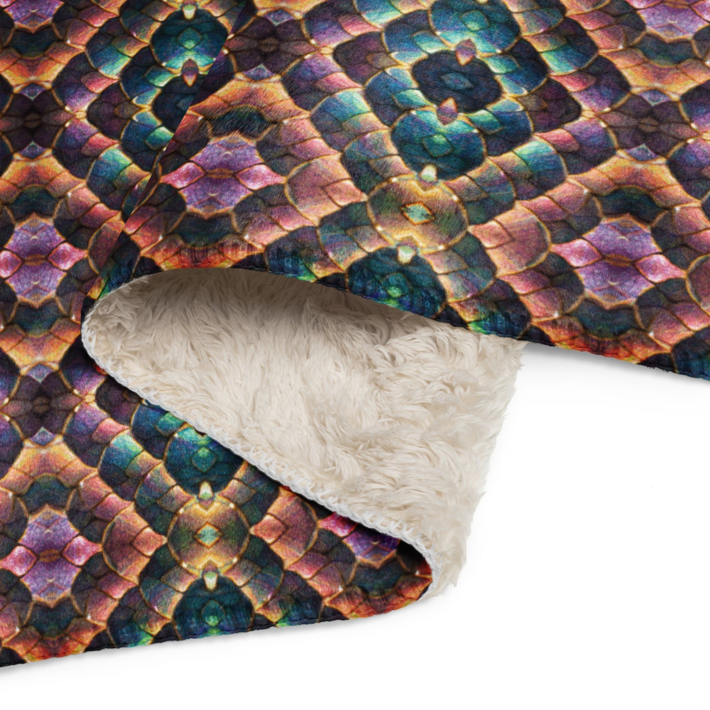 Joannesong, the Prismatic Wilderness Muse Sherpa blanket