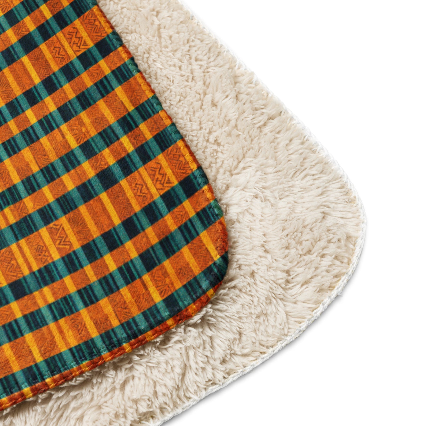 Teal & Tangerine Tapestry Sherpa blanket