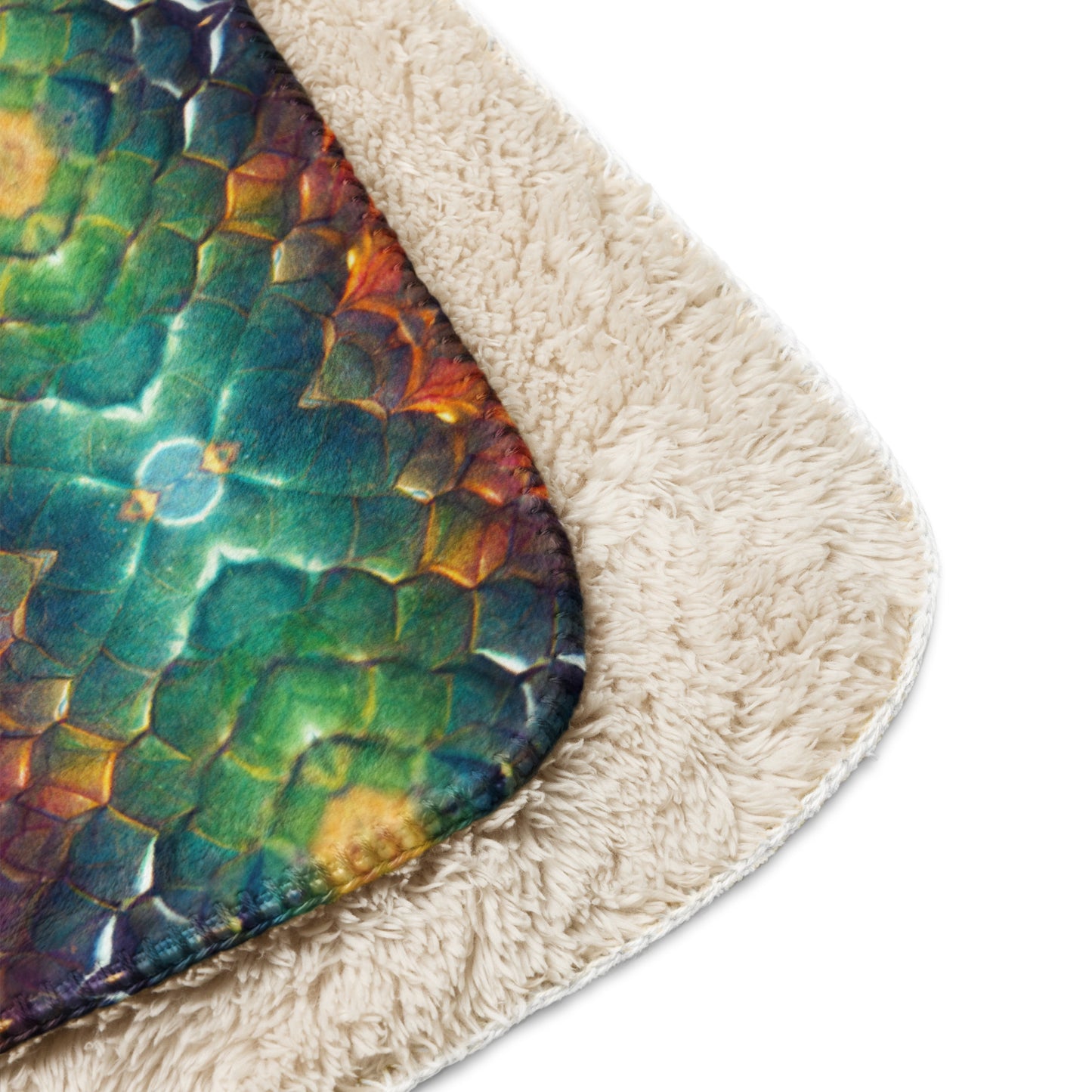 Prismijimmy, the Rainbow Guardian Dragon Sherpa blanket