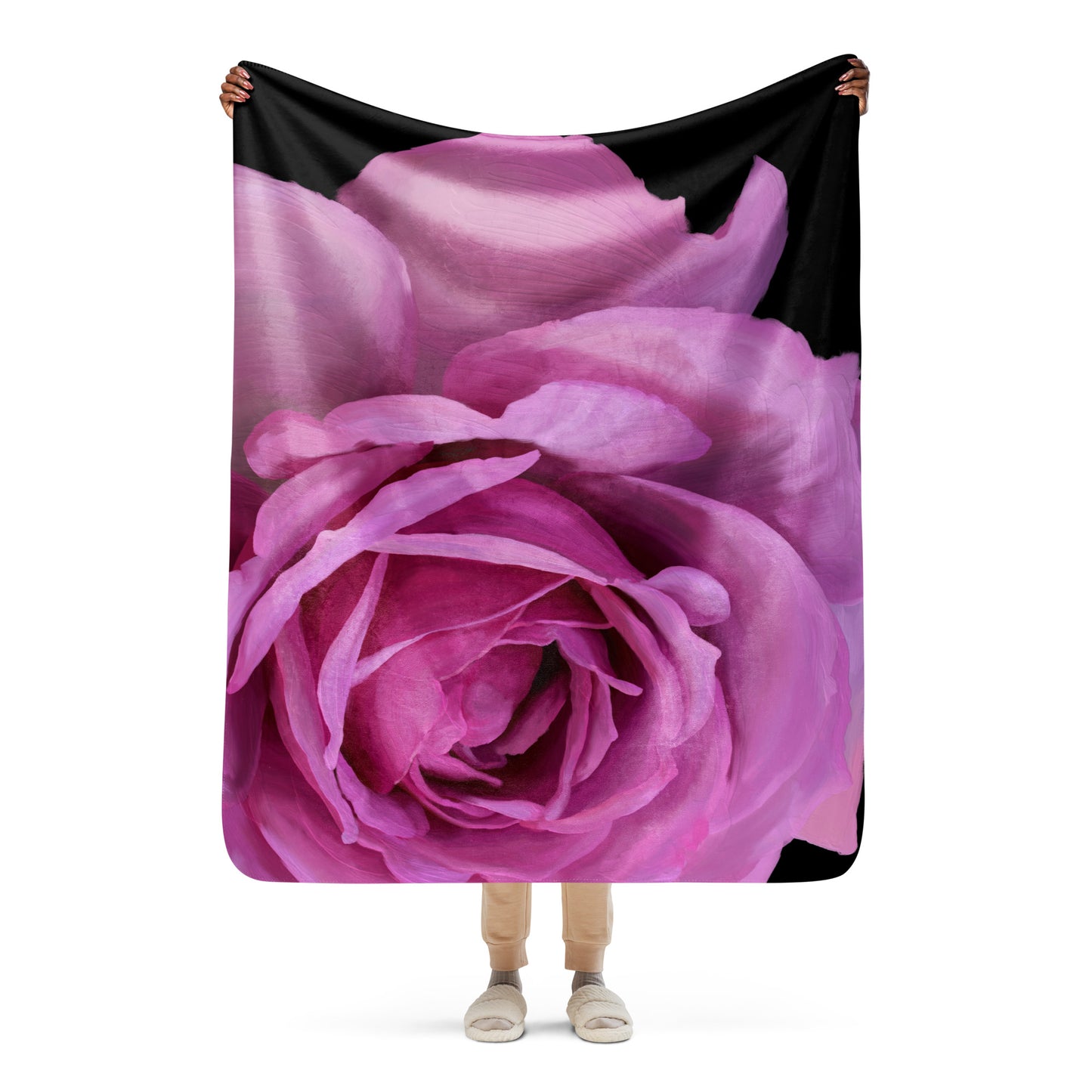 Leslie’s Rose Sherpa blanket