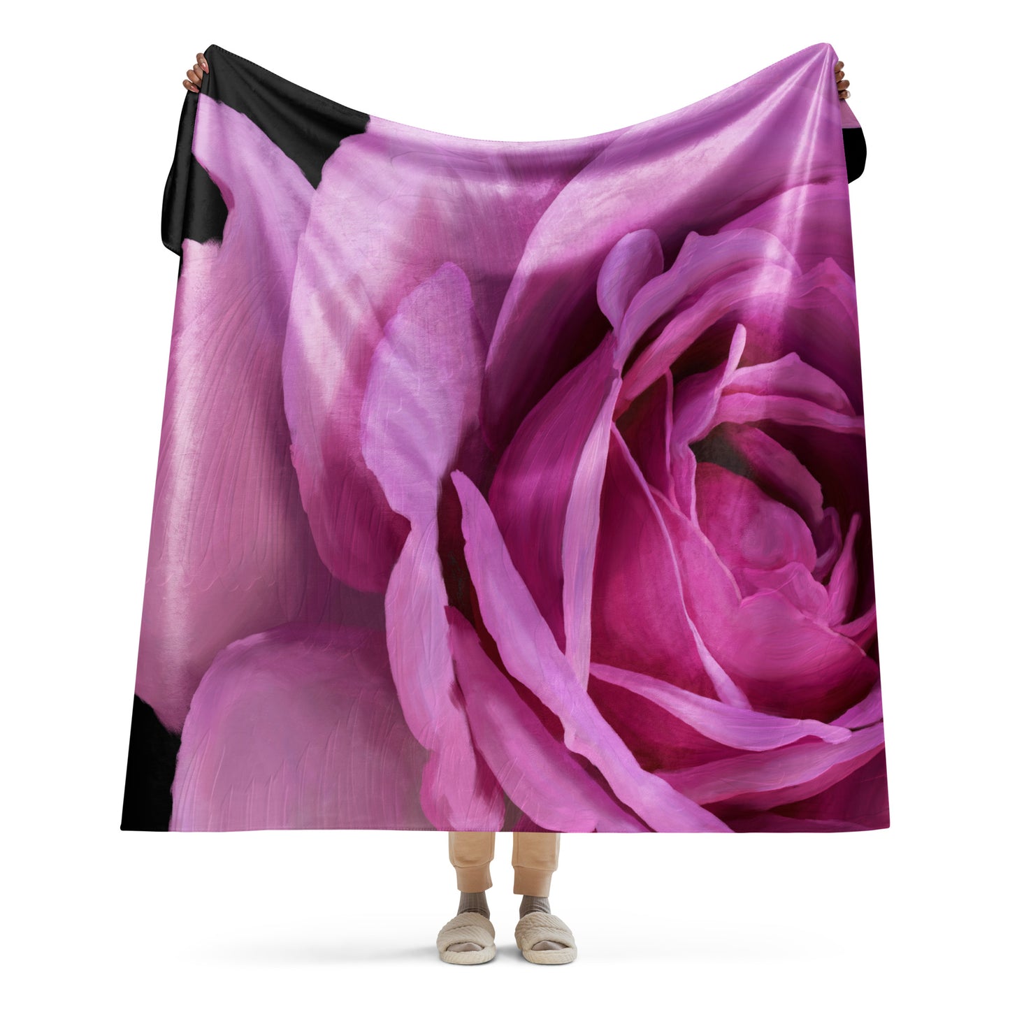 Leslie’s Rose Sherpa blanket