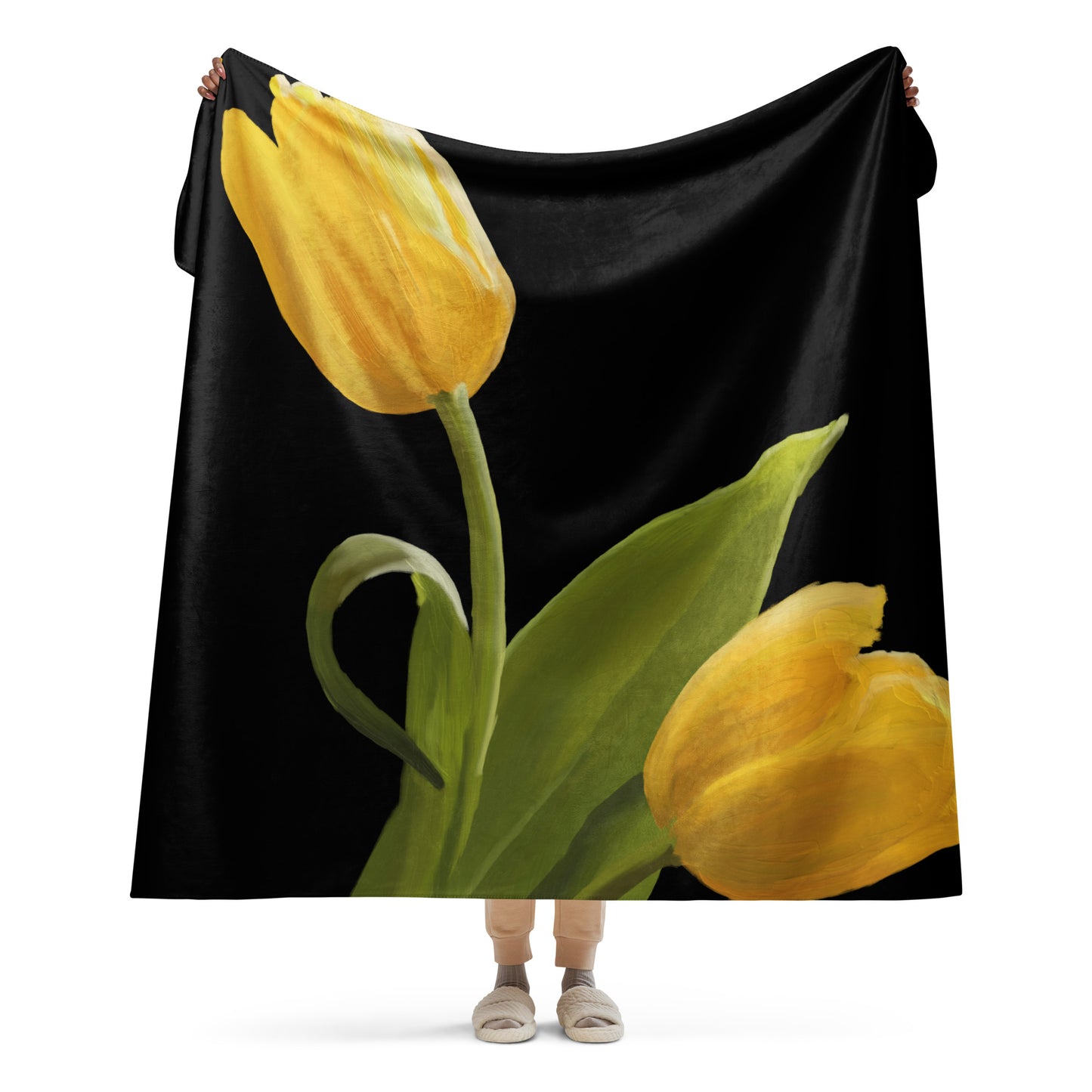 Sue’s Yellow Tulips Sherpa blanket