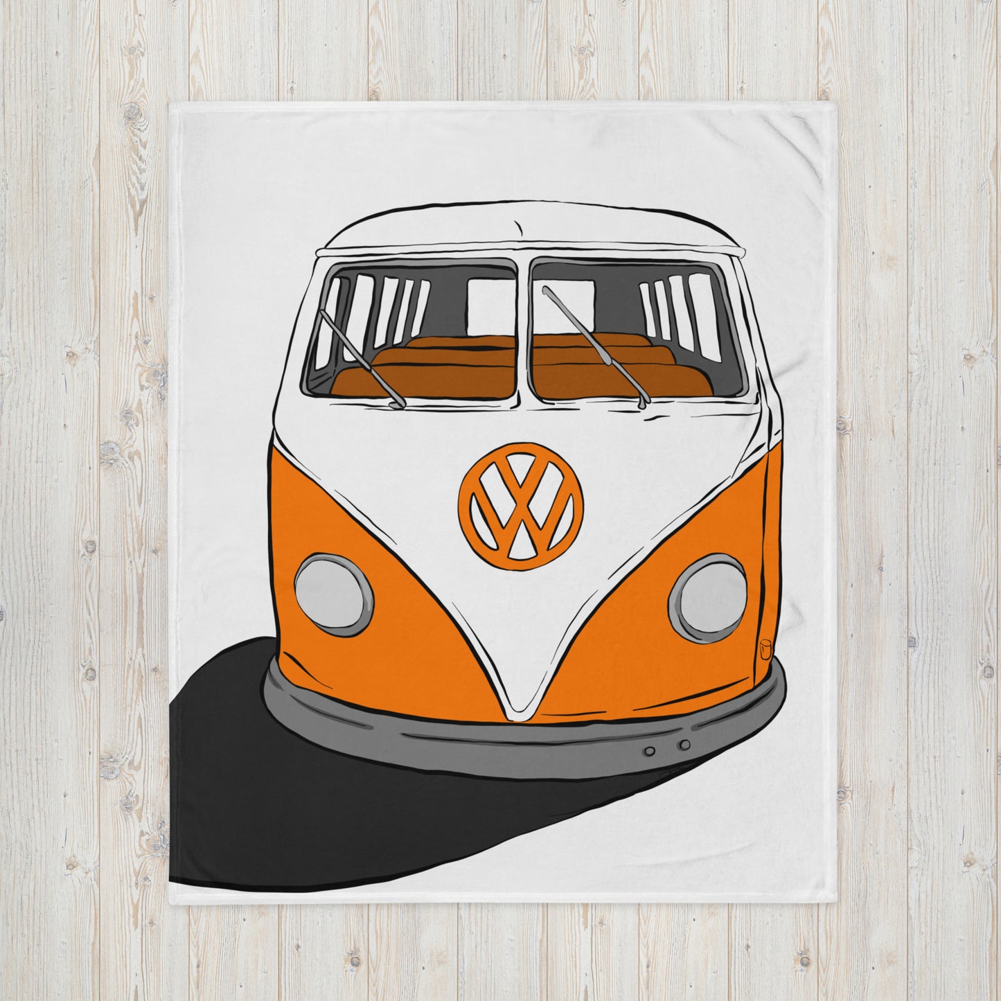 Orange VW Van Throw Blanket