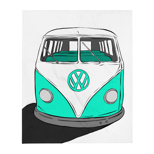 Teal VW Van Throw Blanket