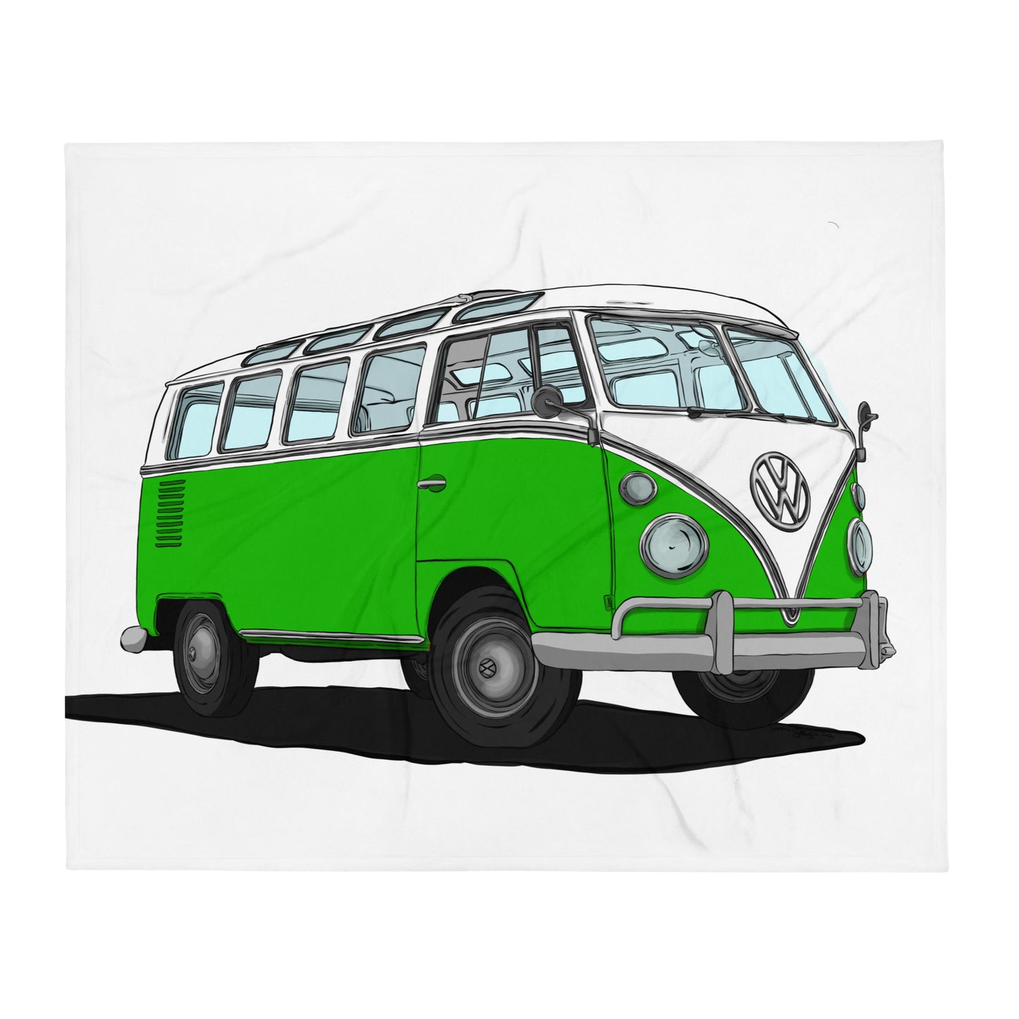 Green VW Van Throw Blanket