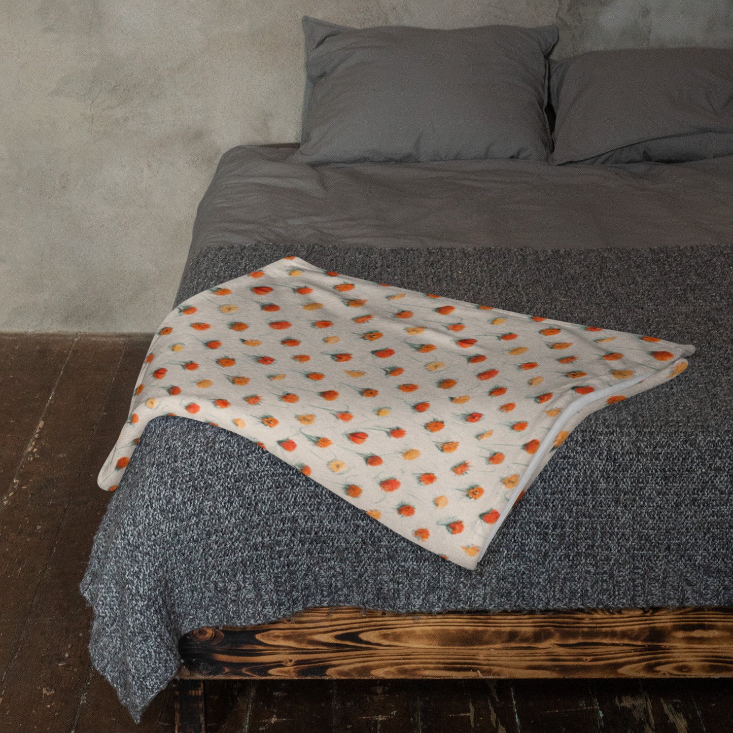 Fiery Meadow Sketch Throw Blanket