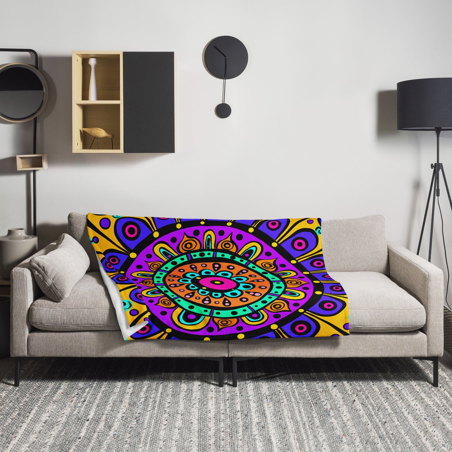 Mandala with Yellow Throw Blanket