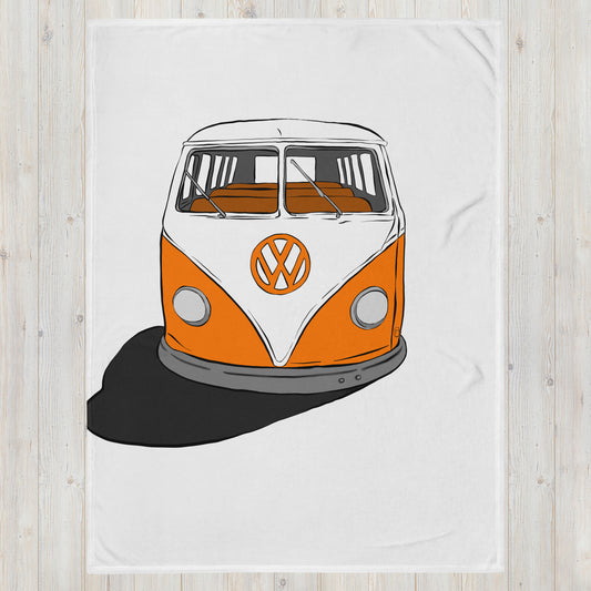 Orange VW Van Throw Blanket