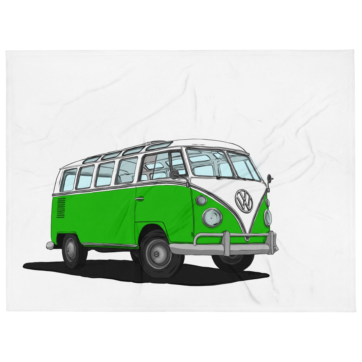 Green VW Van Throw Blanket