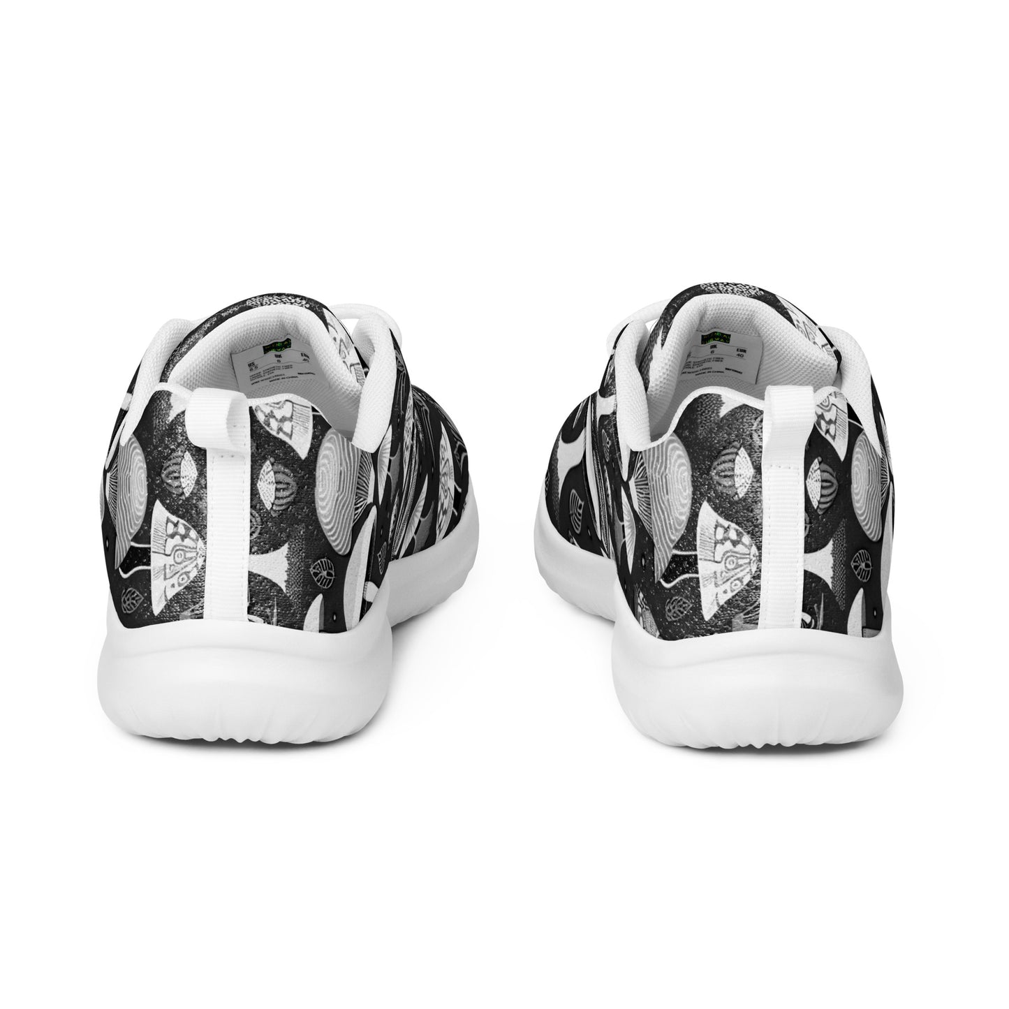 Whimsical Mushrooms in B&W Women’s athletic shoes