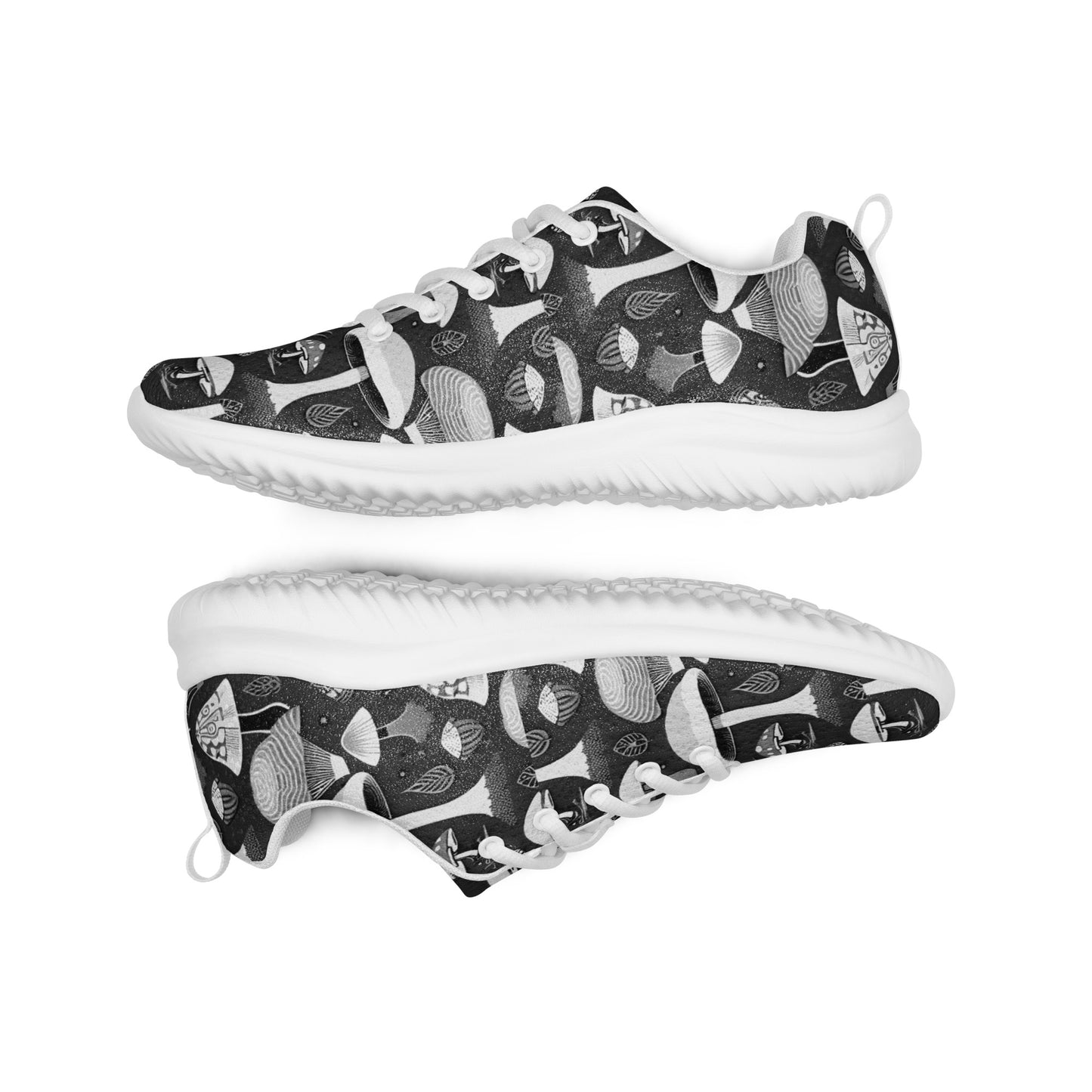 Whimsical Mushrooms in B&W Women’s athletic shoes