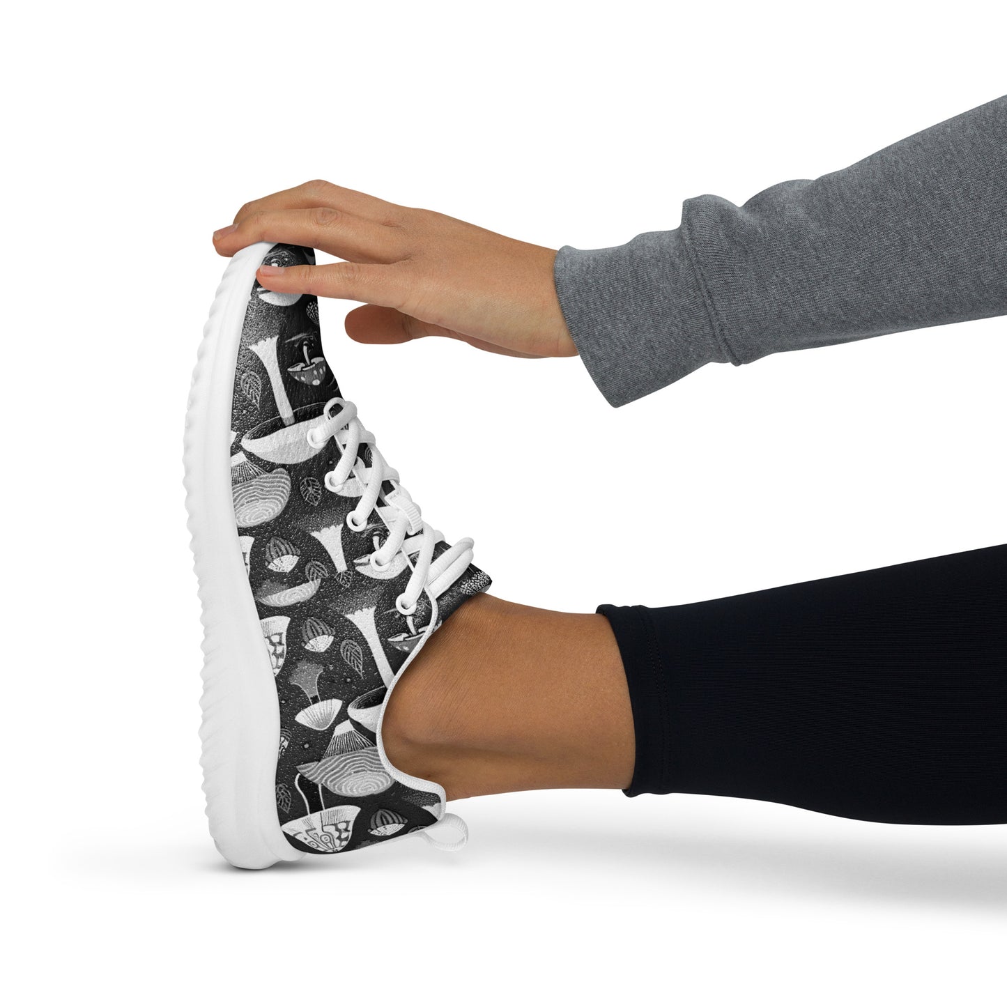 Whimsical Mushrooms in B&W Women’s athletic shoes