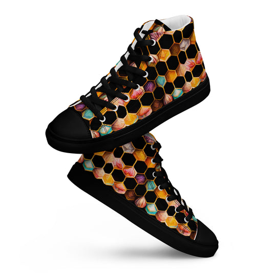 Beehive Lattice Love Women’s high top canvas shoes