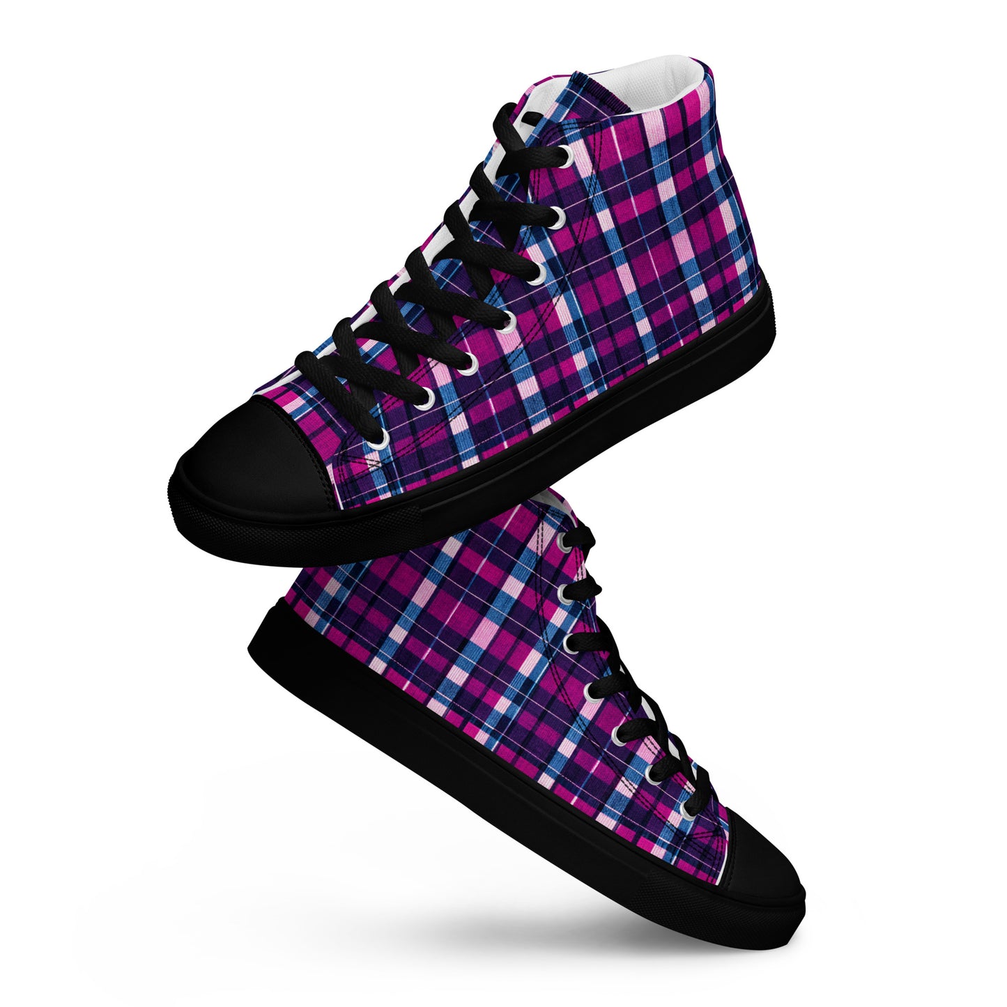 Fuchsia Fusion Check Women’s high top canvas shoes