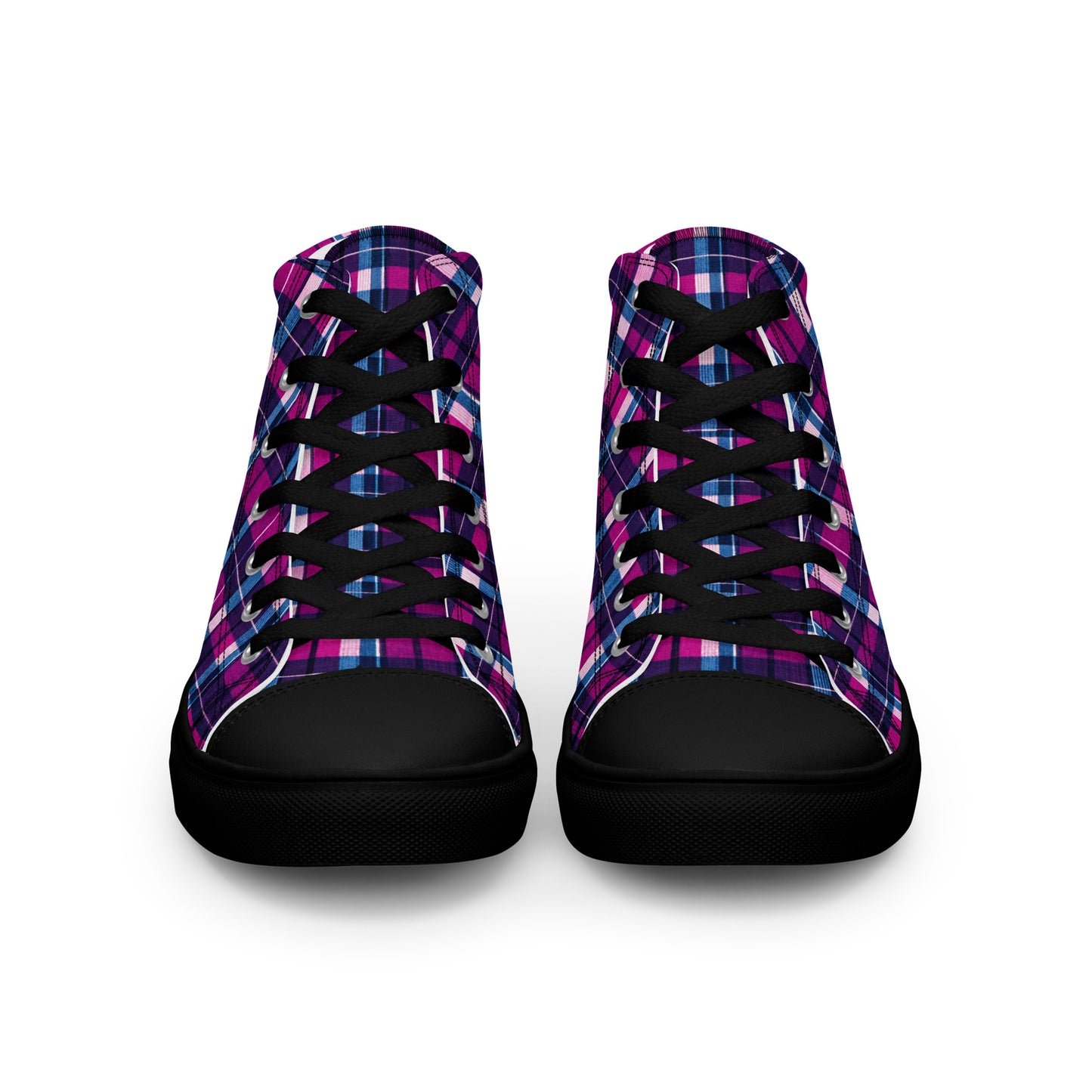 Fuchsia Fusion Check Women’s high top canvas shoes