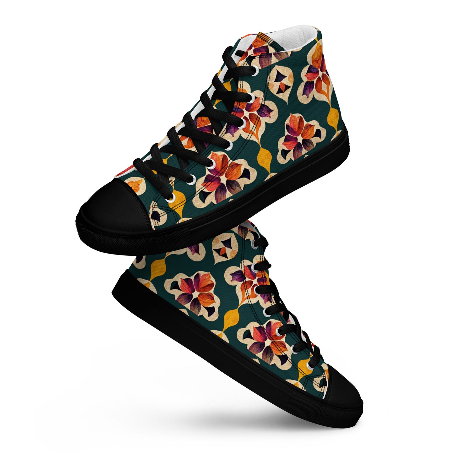 Ifrane’s Rainbow Blossoms Women’s high top canvas shoes