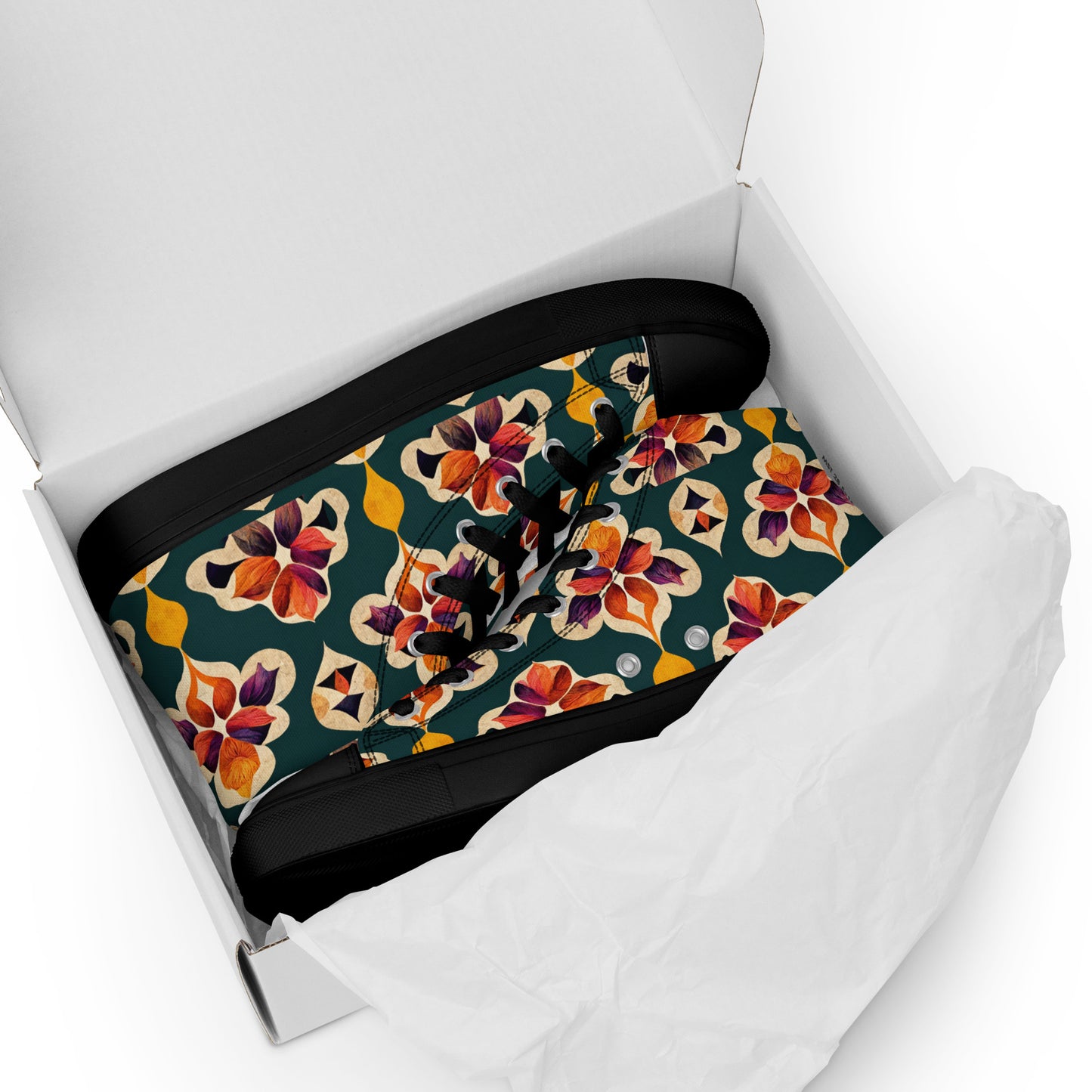 Ifrane’s Rainbow Blossoms Women’s high top canvas shoes