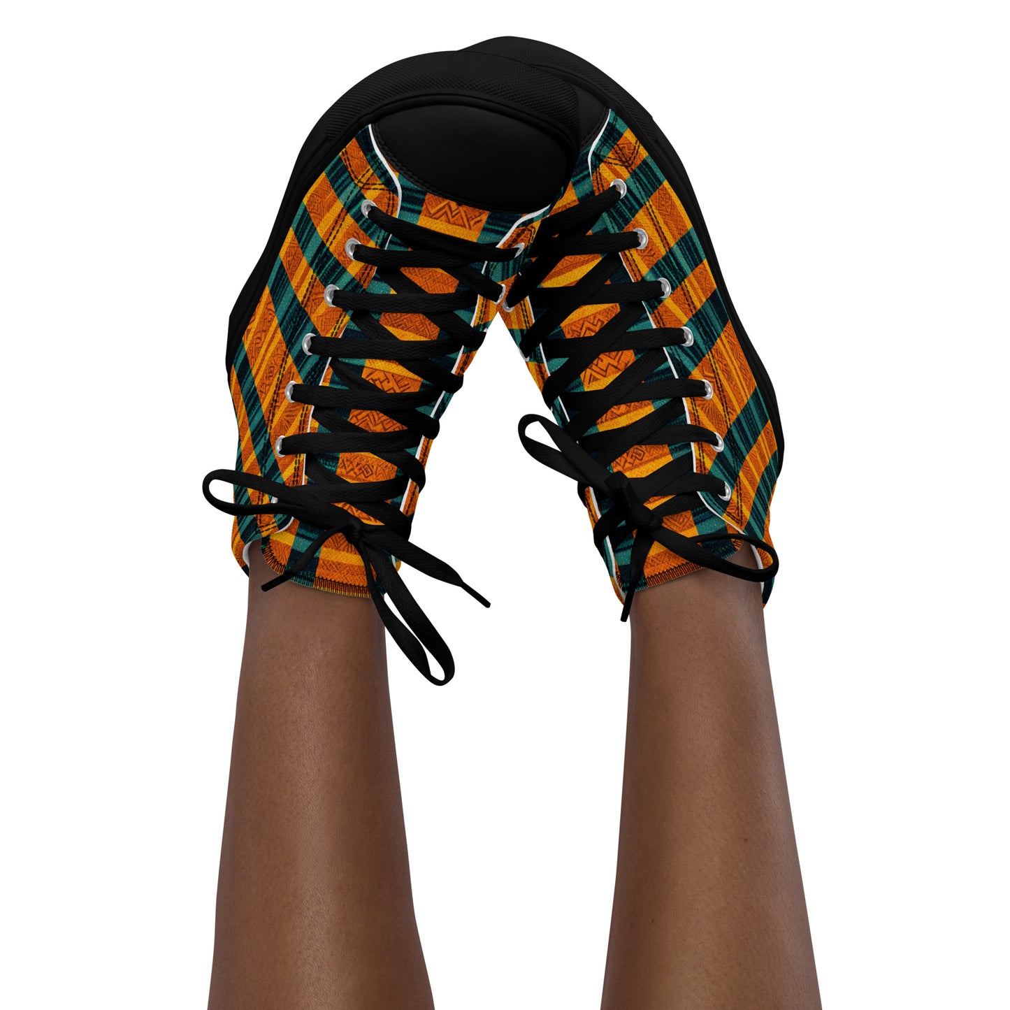 Teal & Tangerine Tapestry Women’s high top canvas shoes