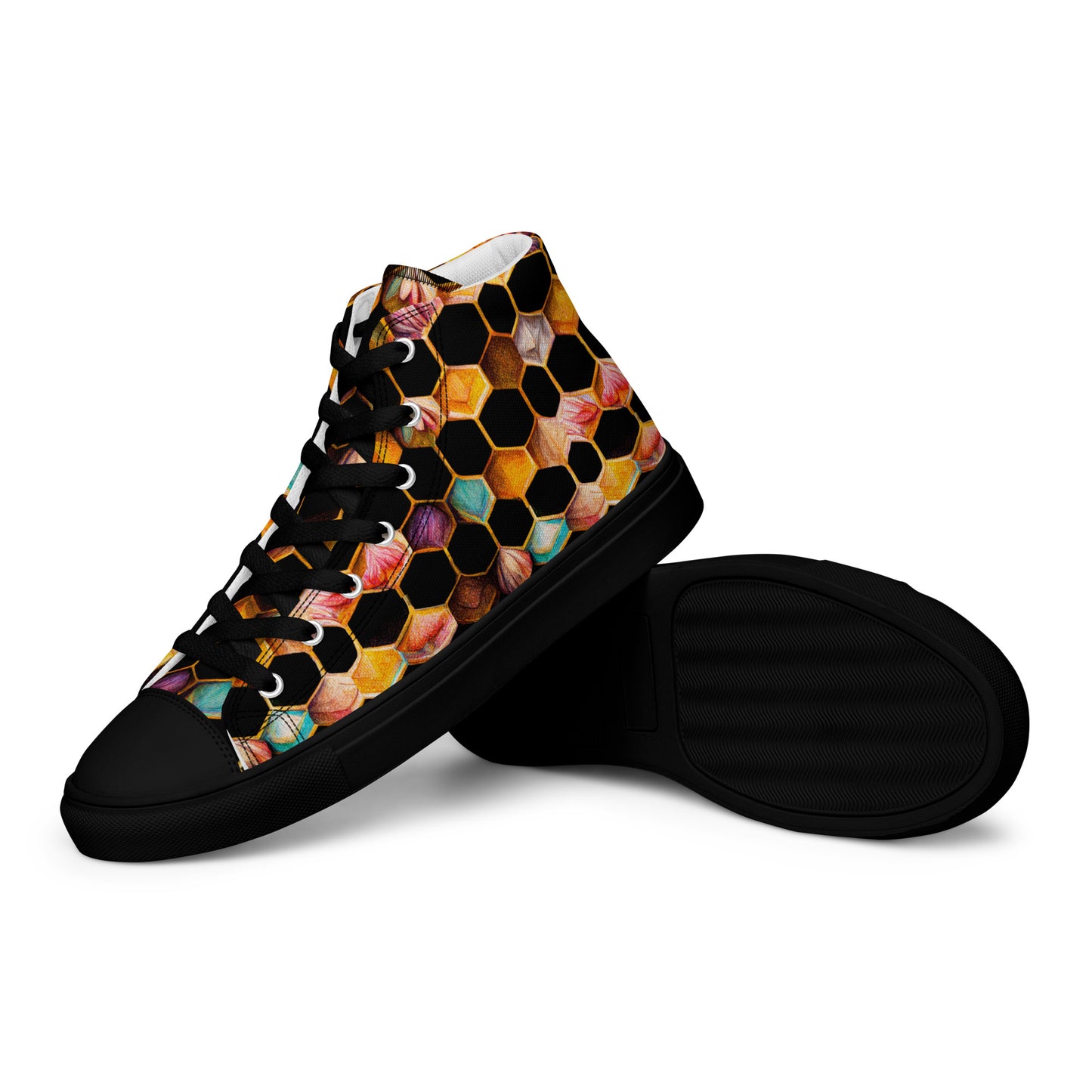 Beehive Lattice Love Women’s high top canvas shoes