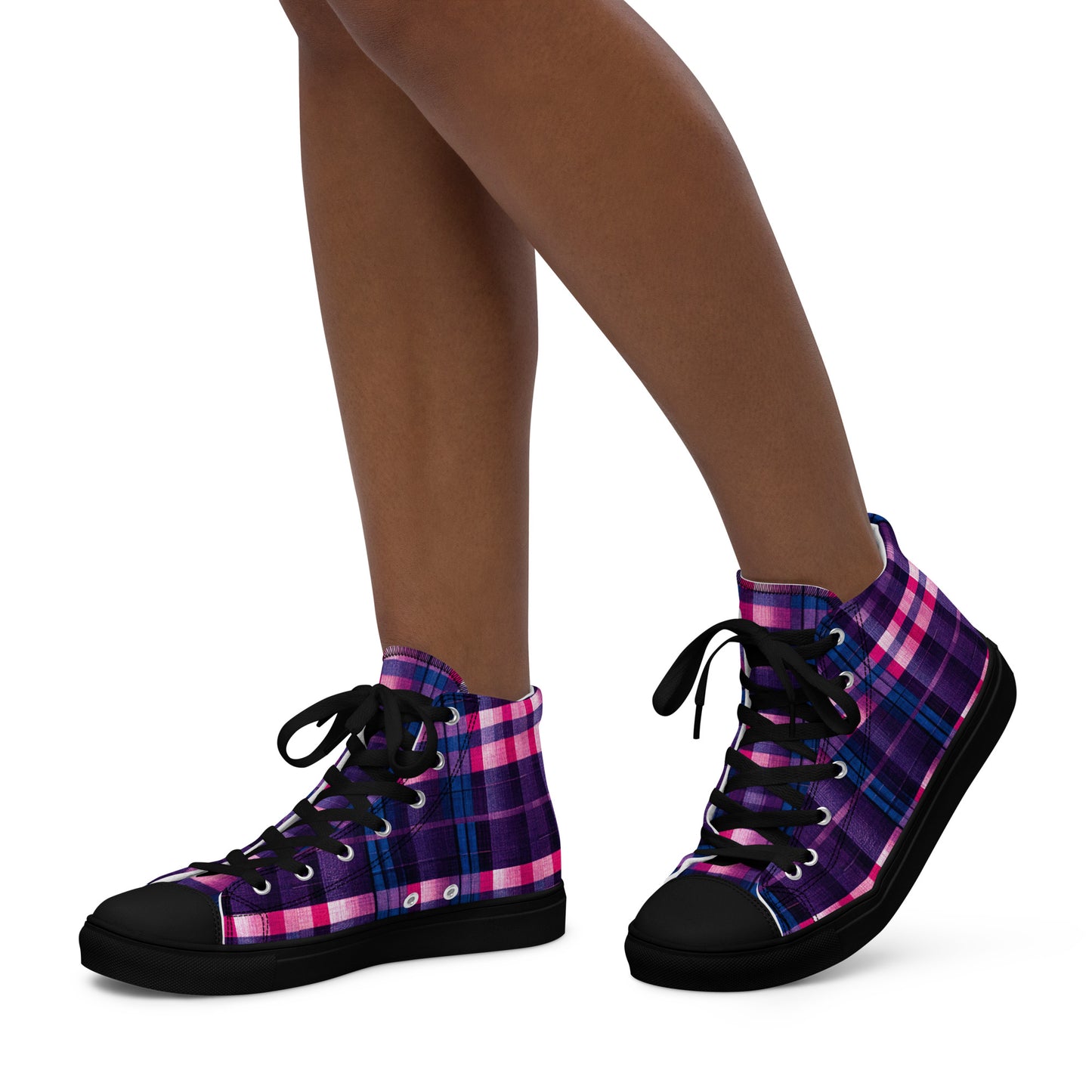 Berry Delight Plaid Women’s high top canvas shoes