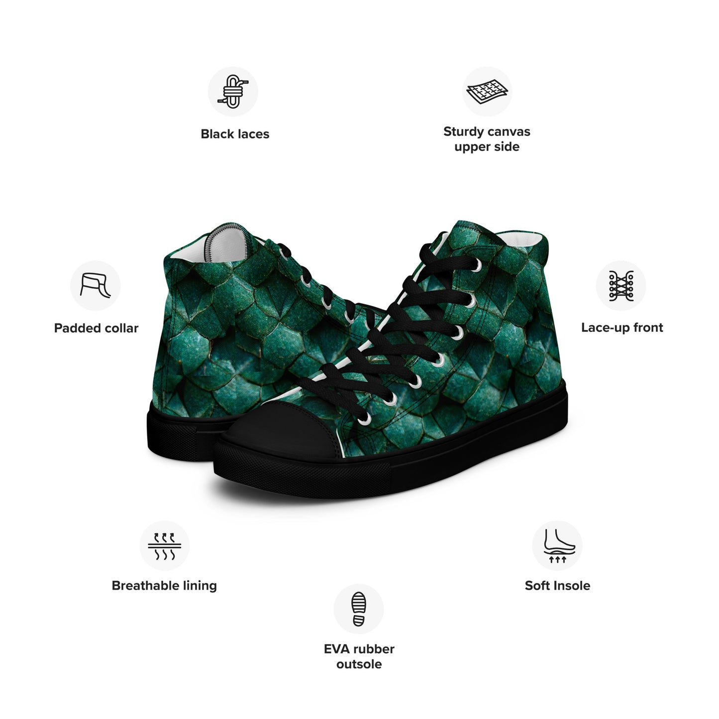 Emeralda the Great Forest Dragon Women’s high top canvas shoes