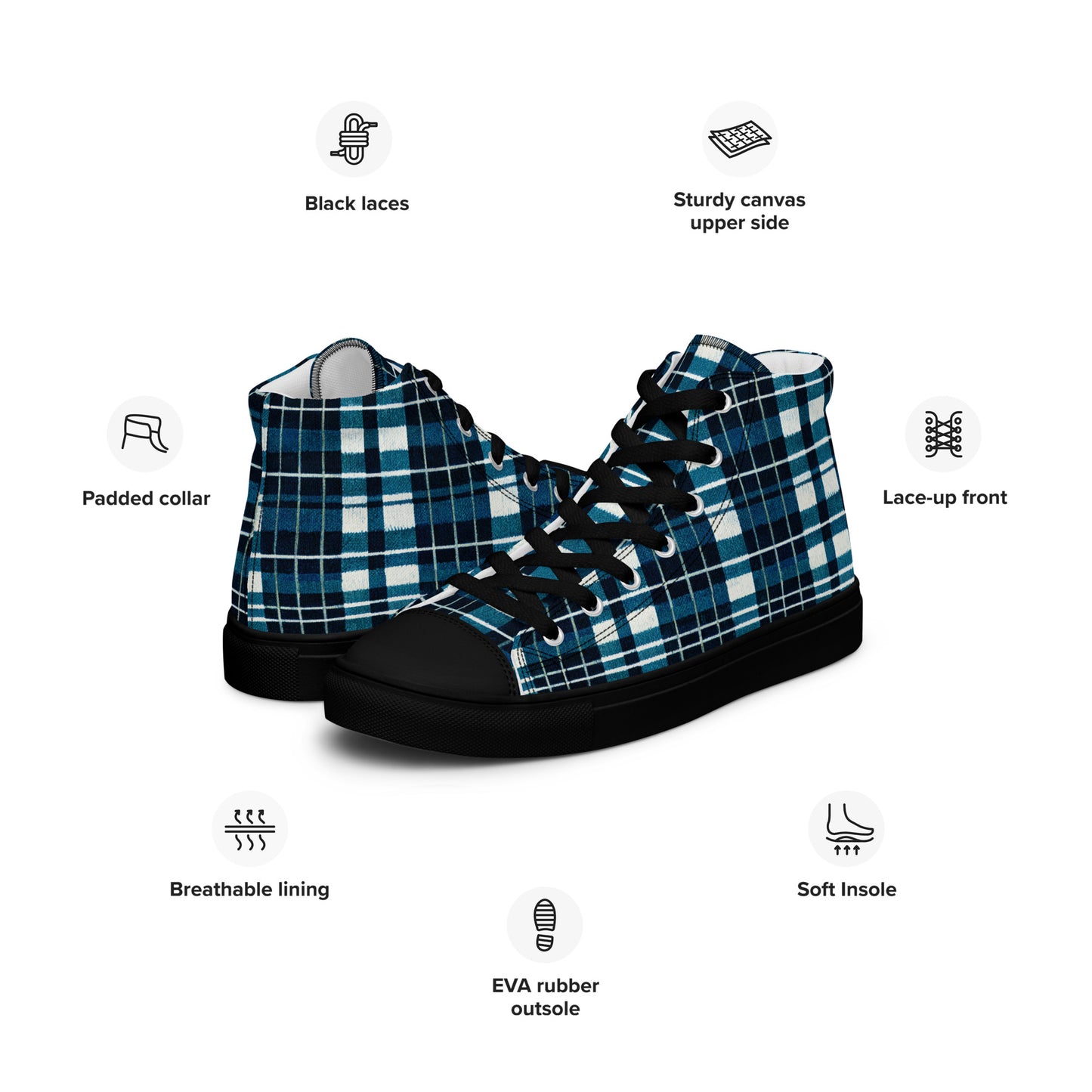 Highland Heritage Plaid Women’s high top canvas shoes