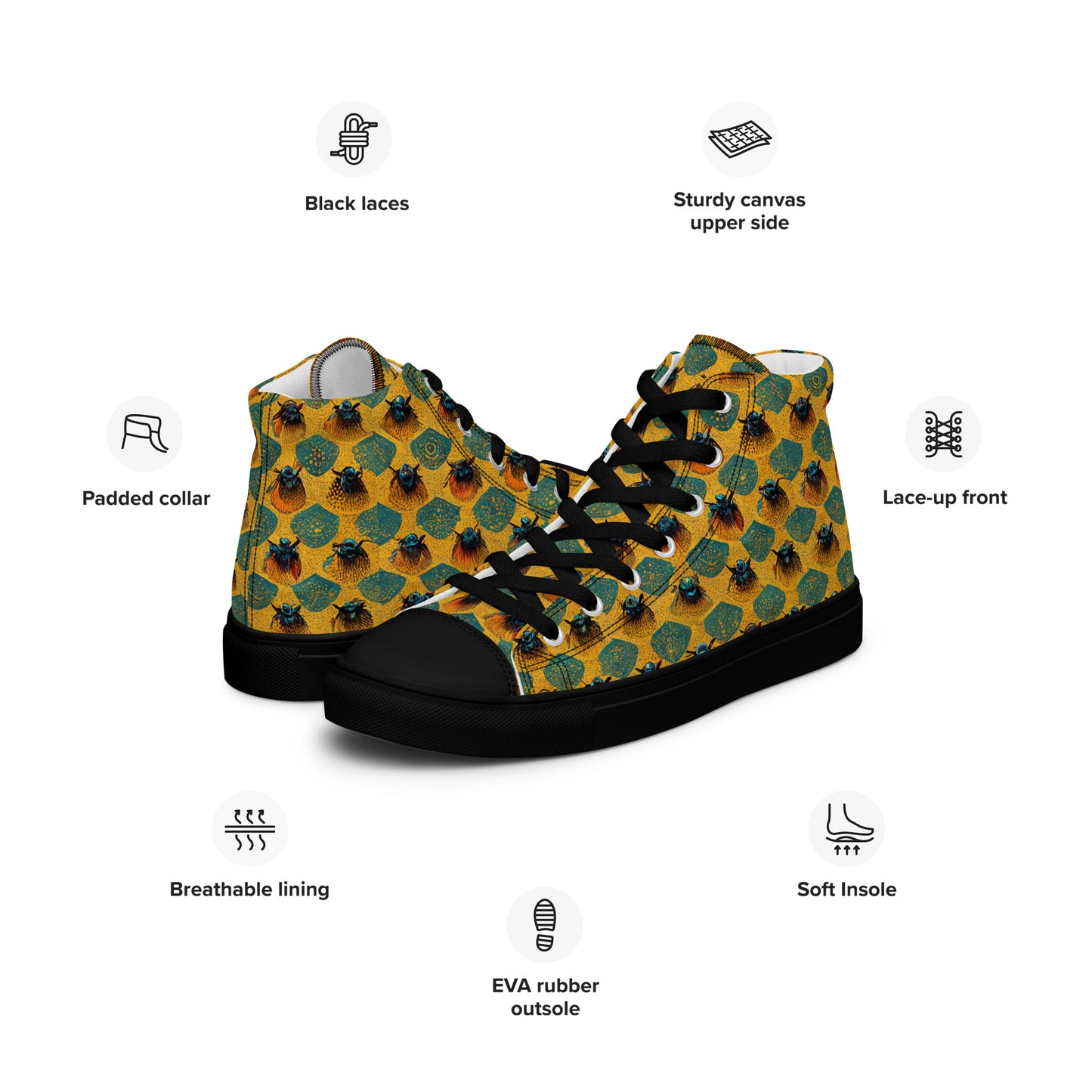 Honeycomb Whispers Women’s high top canvas shoes