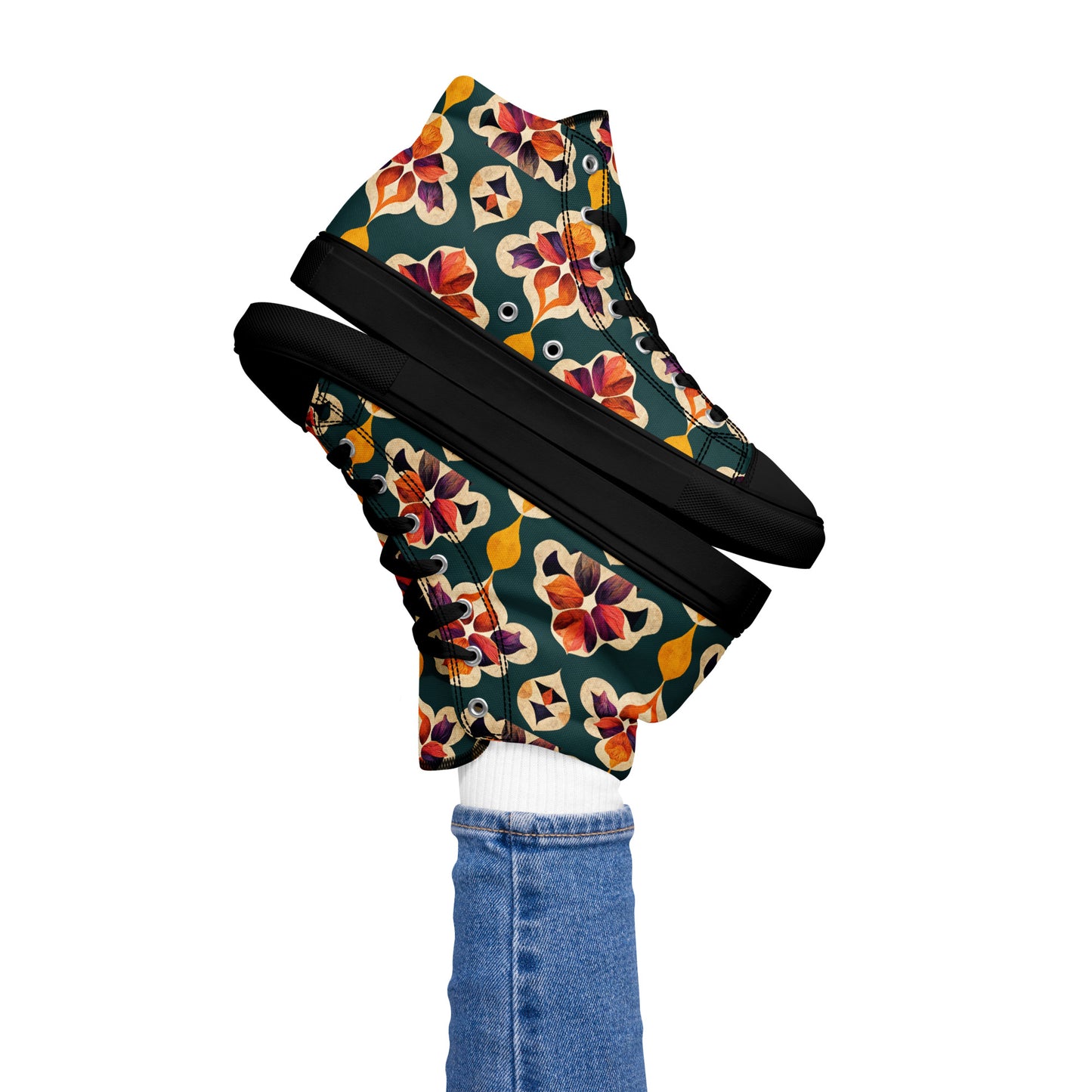 Ifrane’s Rainbow Blossoms Women’s high top canvas shoes