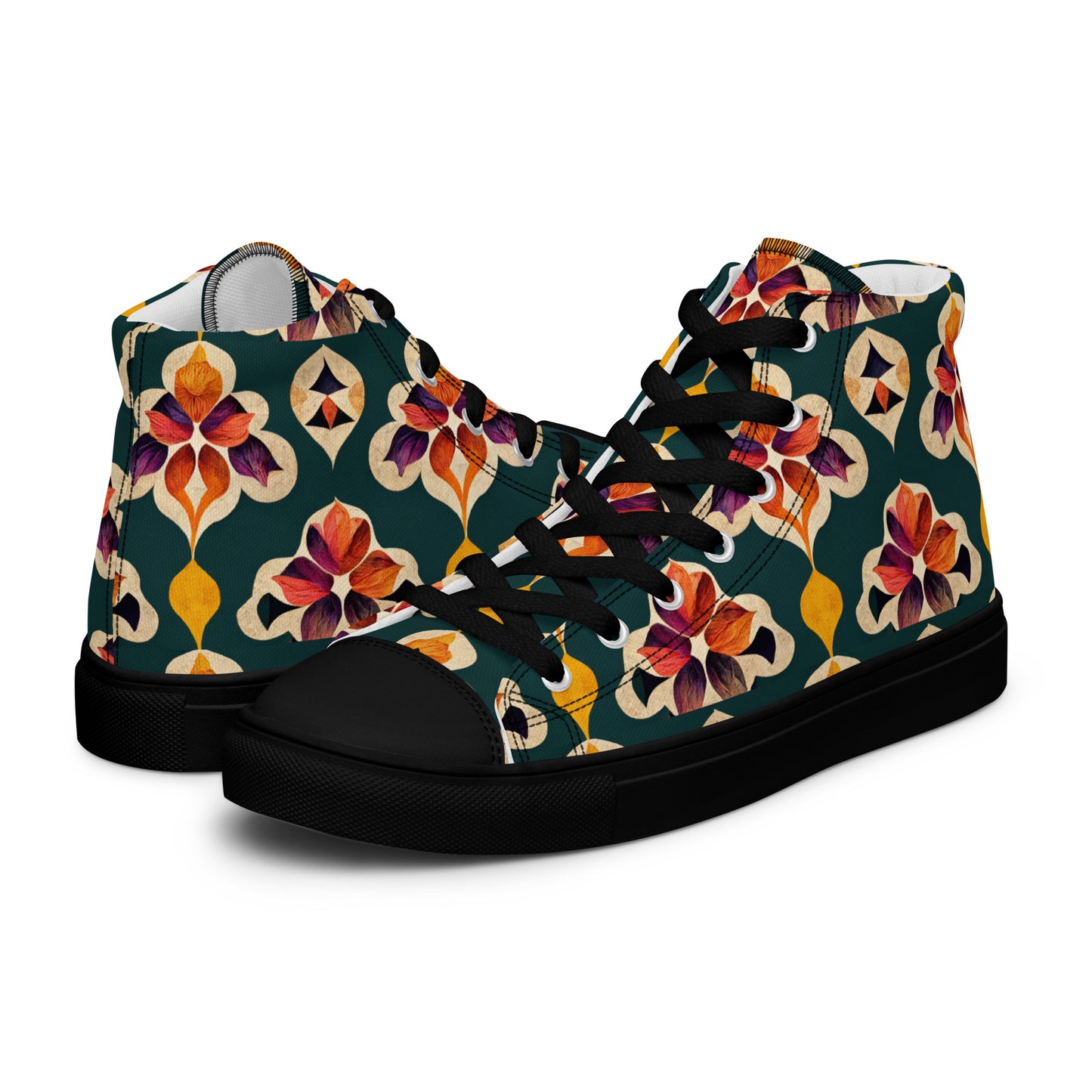 Ifrane’s Rainbow Blossoms Women’s high top canvas shoes