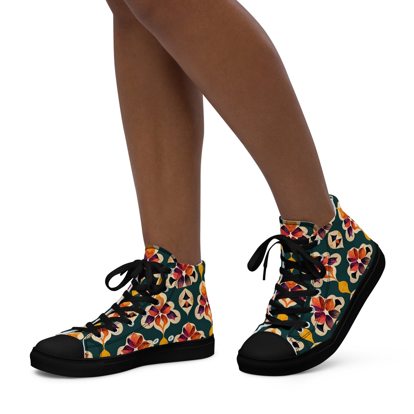 Ifrane’s Rainbow Blossoms Women’s high top canvas shoes