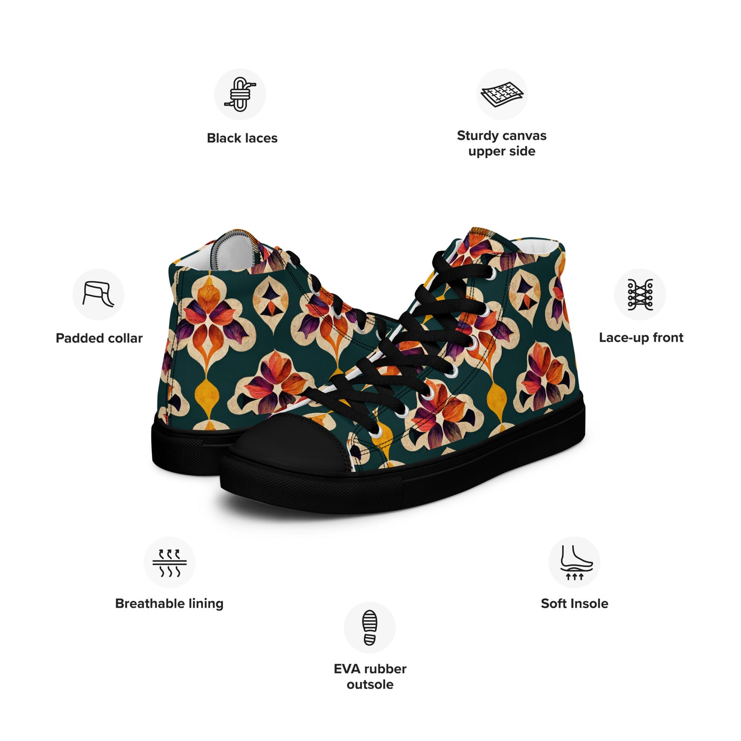 Ifrane’s Rainbow Blossoms Women’s high top canvas shoes