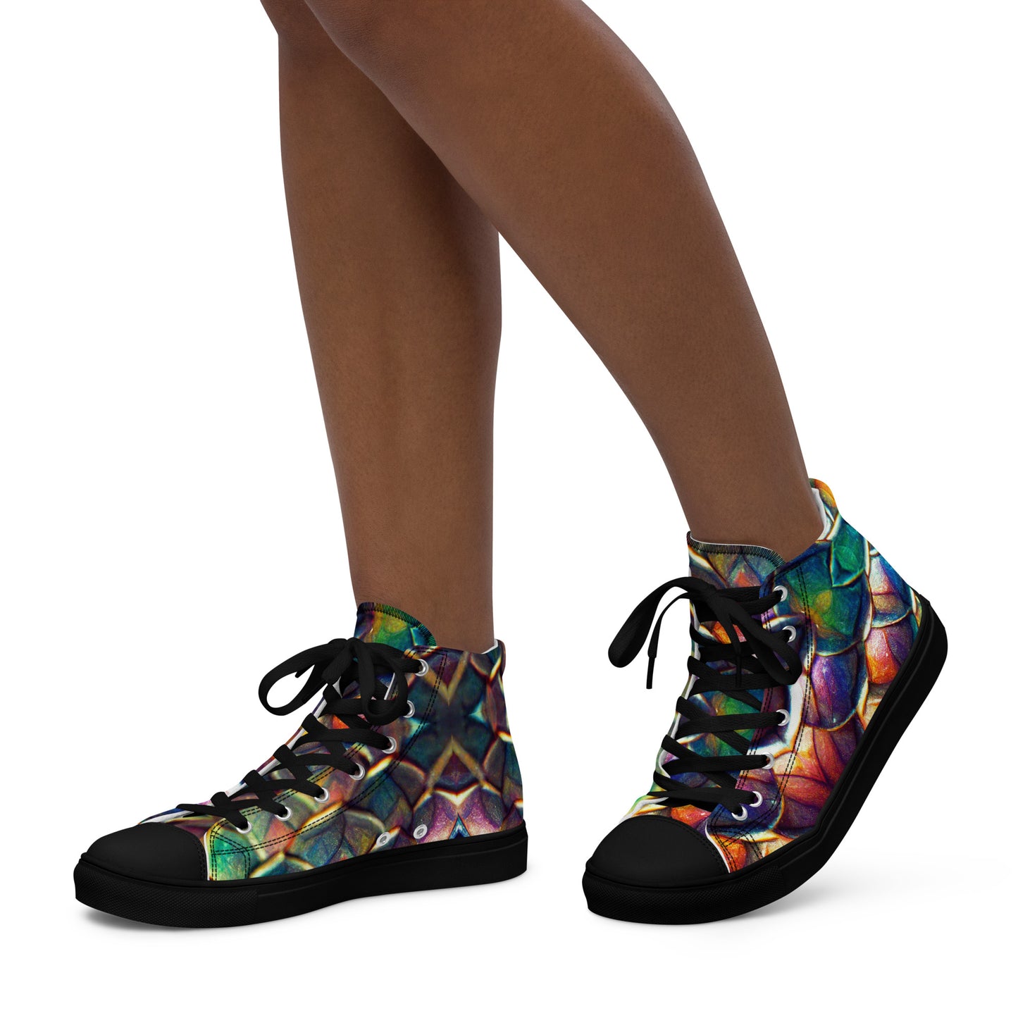 Margonithia, the Glittering Rainbow Sovereign Women’s high top canvas shoes