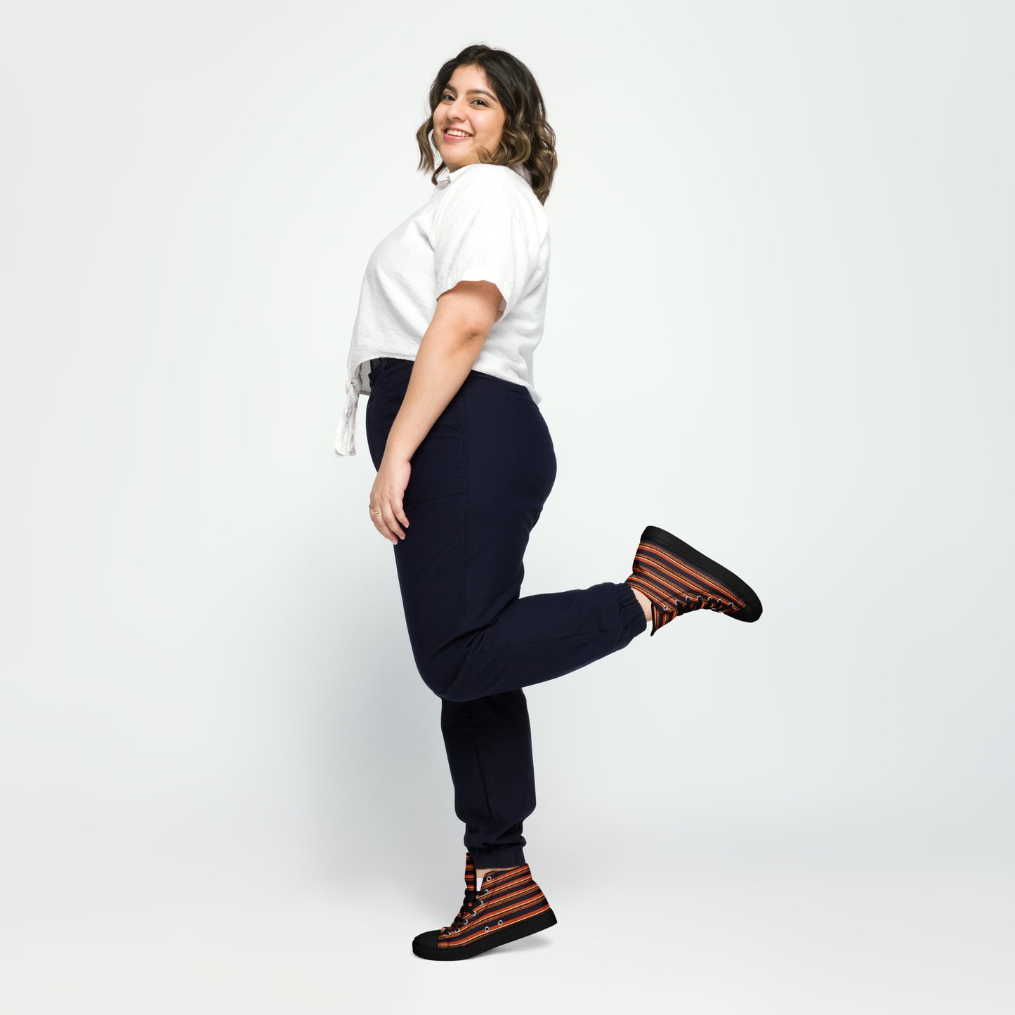 Savanna Sunset Stitches Women’s high top canvas shoes