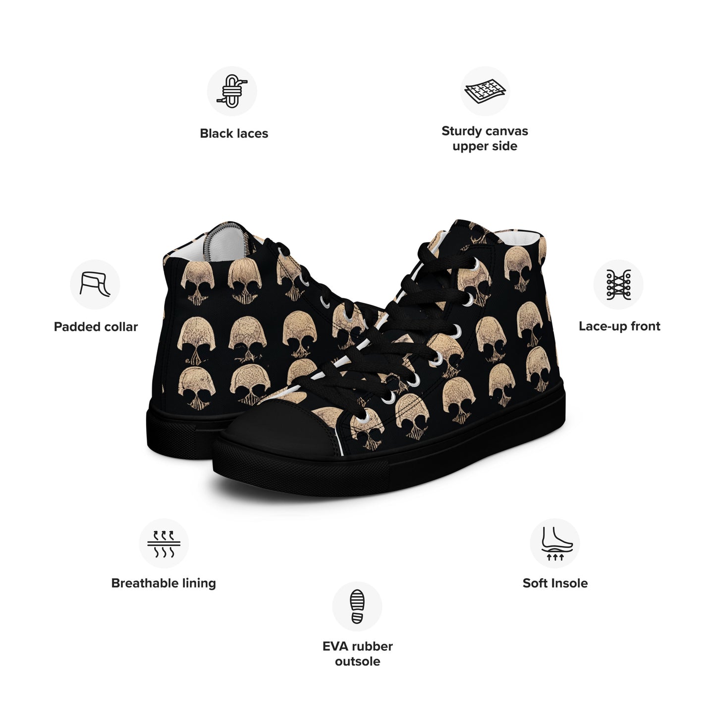 Skulls Grid Women’s high top canvas shoes