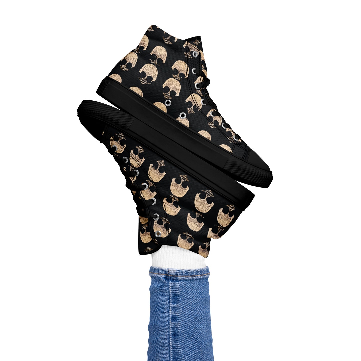 Skulls Grid Women’s high top canvas shoes