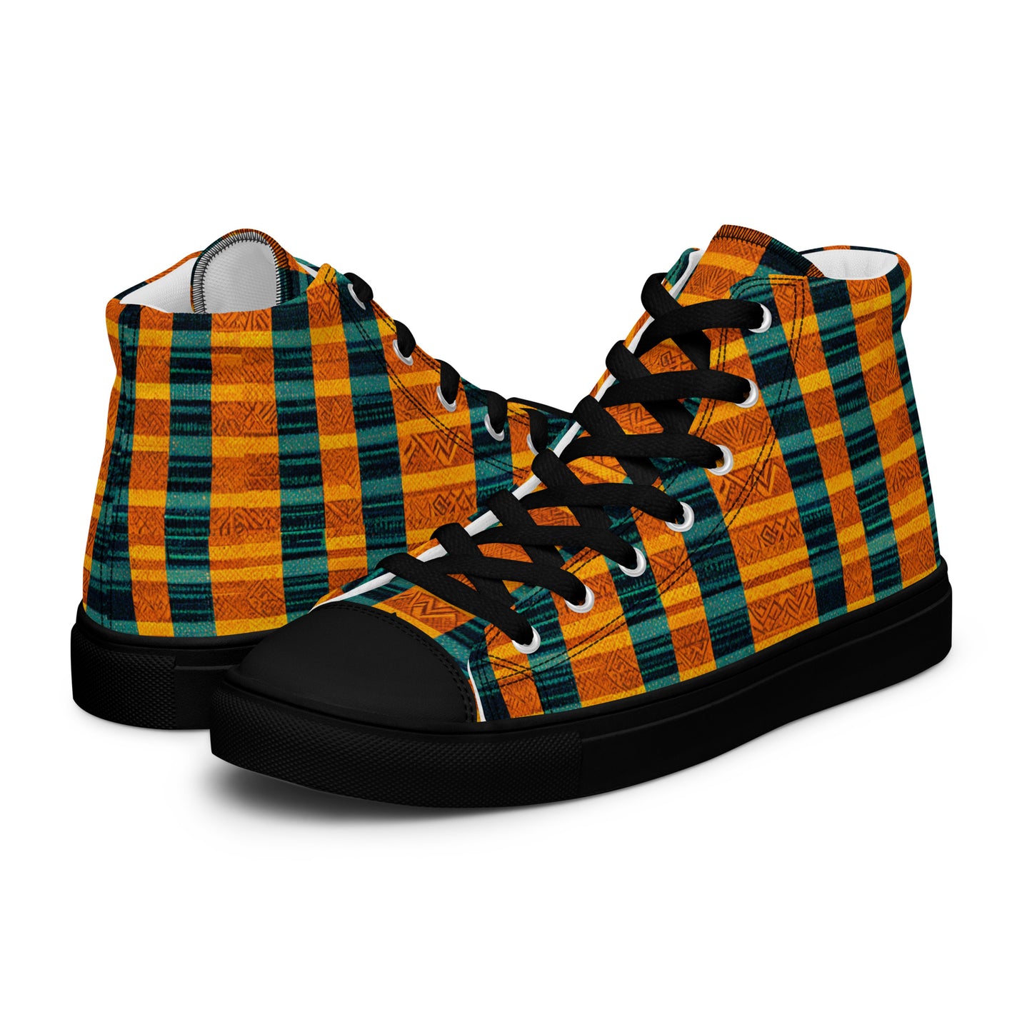 Teal & Tangerine Tapestry Women’s high top canvas shoes