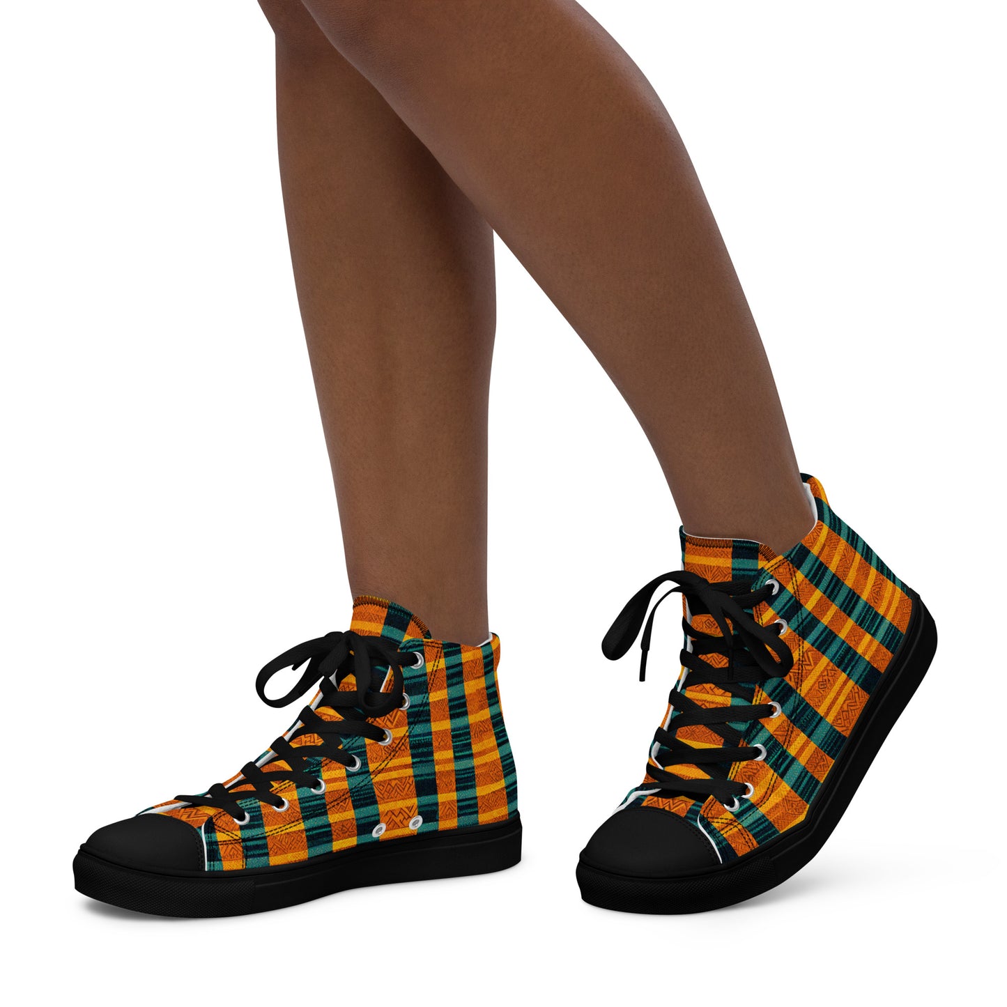 Teal & Tangerine Tapestry Women’s high top canvas shoes