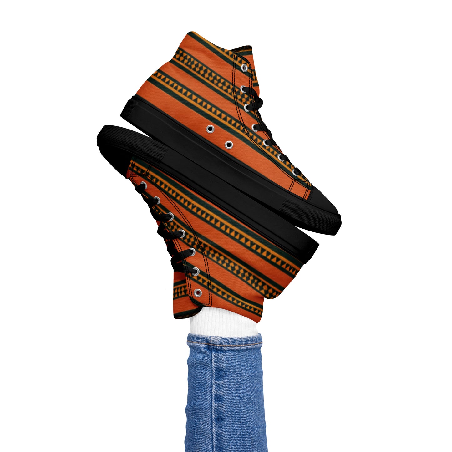 Timbuktu Tangerine Tapestry Women’s high top canvas shoes