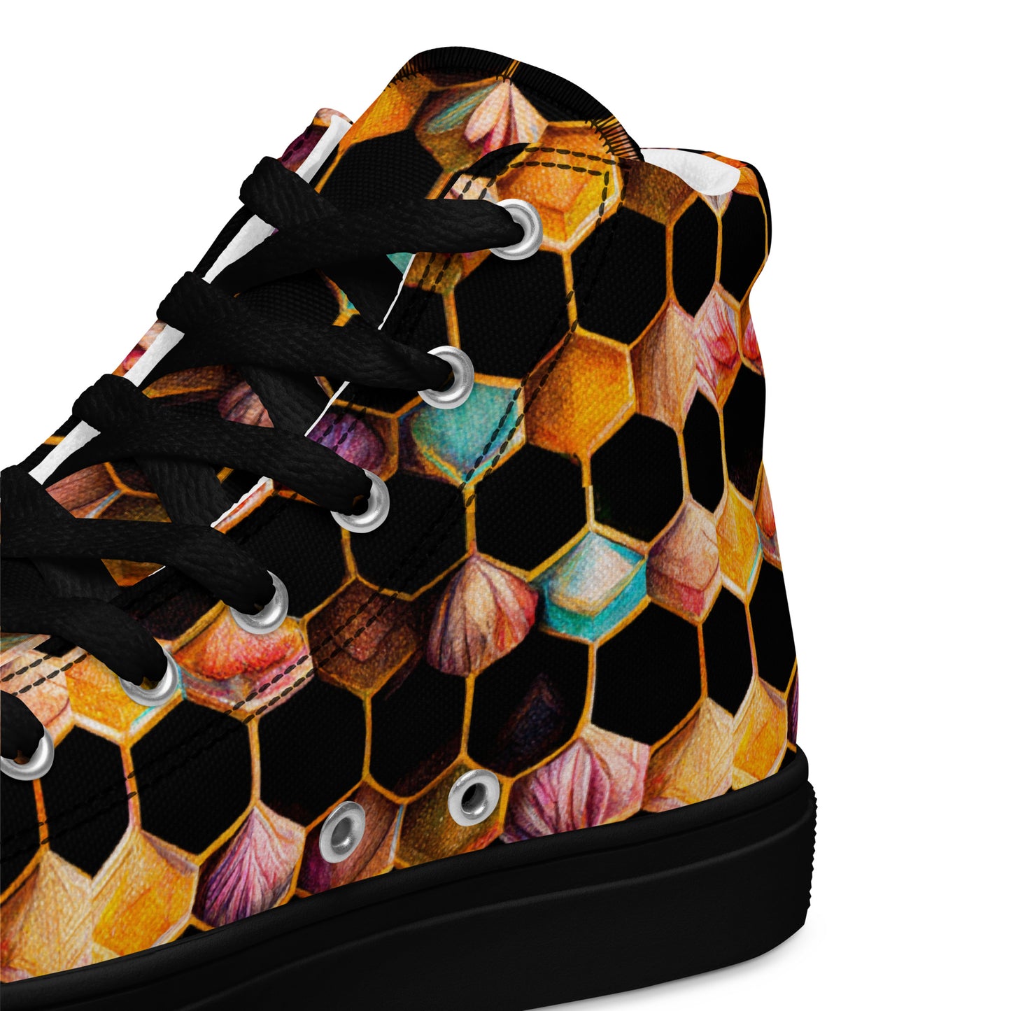 Beehive Lattice Love Women’s high top canvas shoes