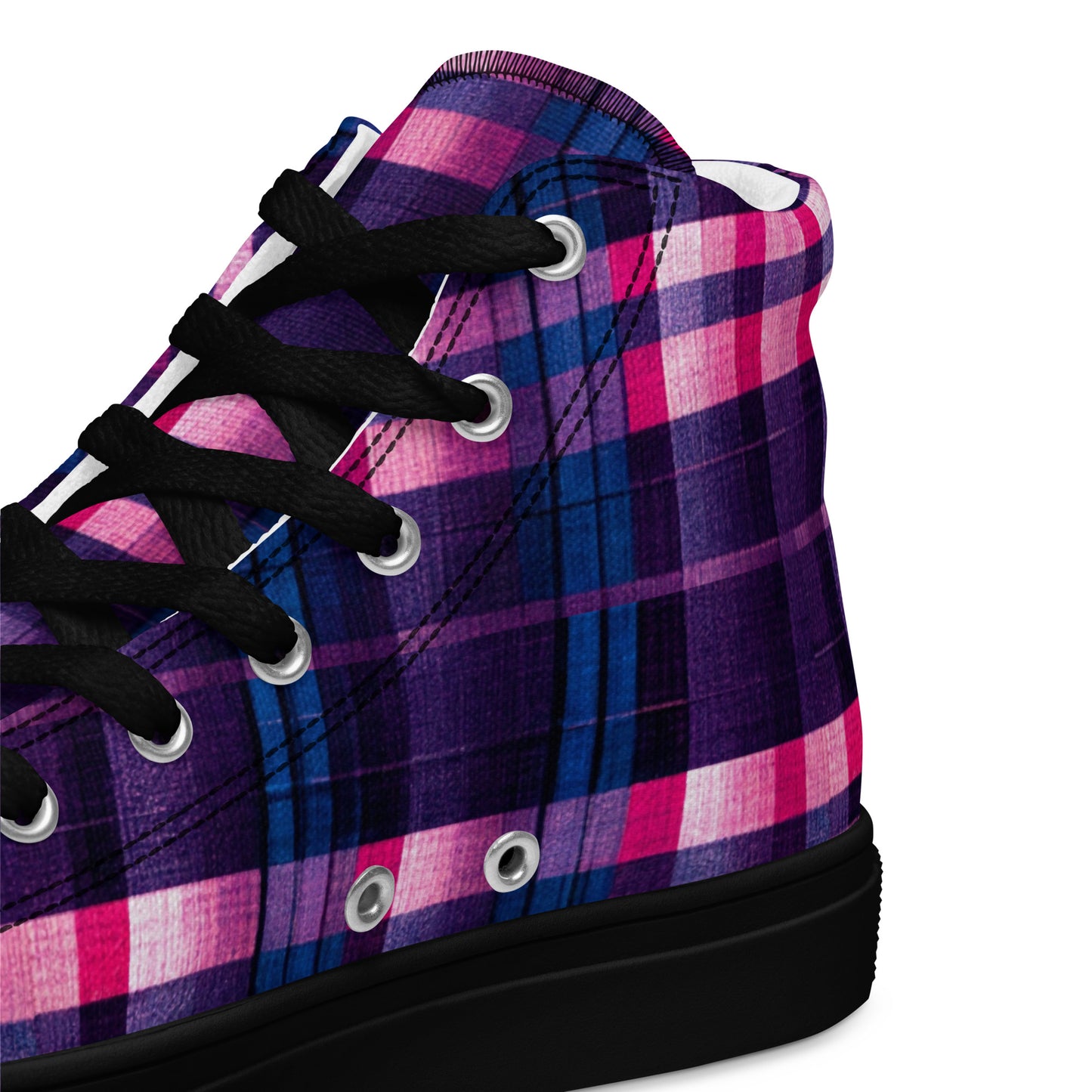 Berry Delight Plaid Women’s high top canvas shoes