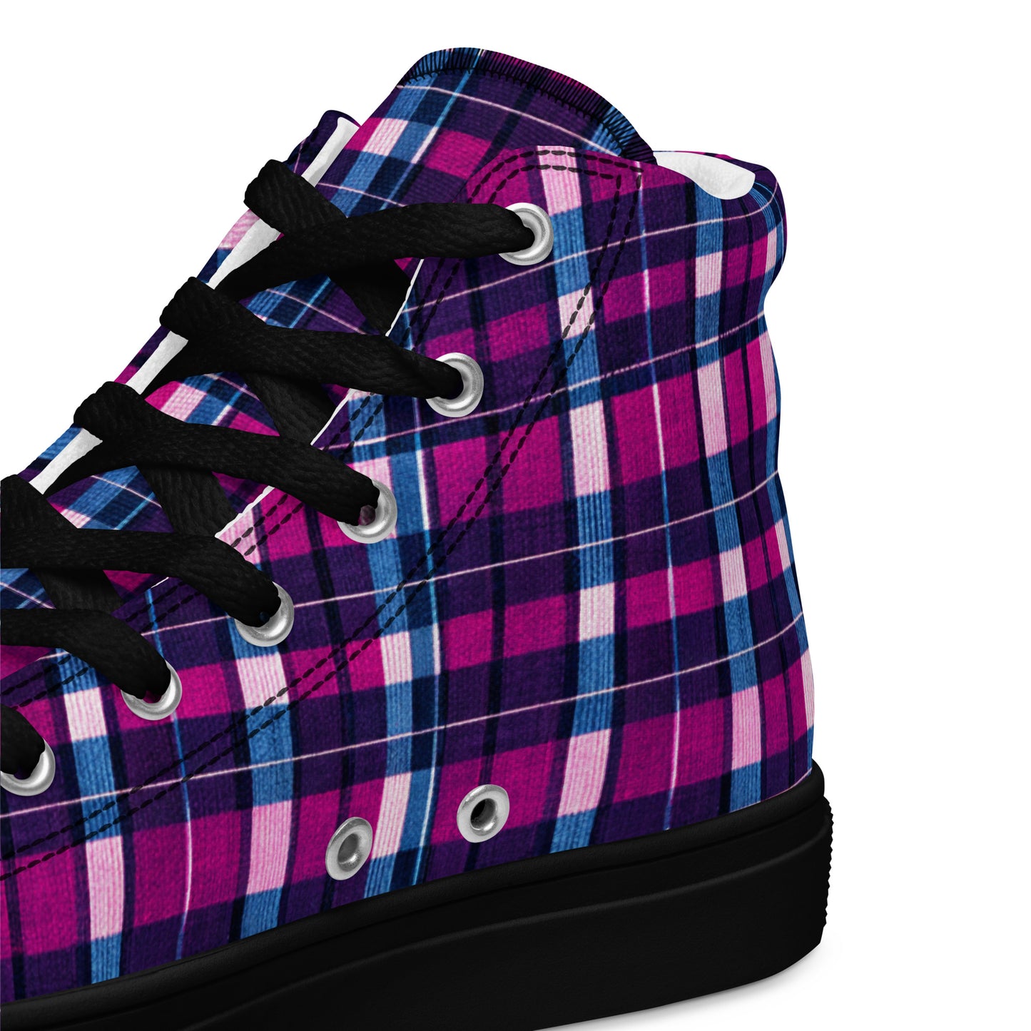 Fuchsia Fusion Check Women’s high top canvas shoes