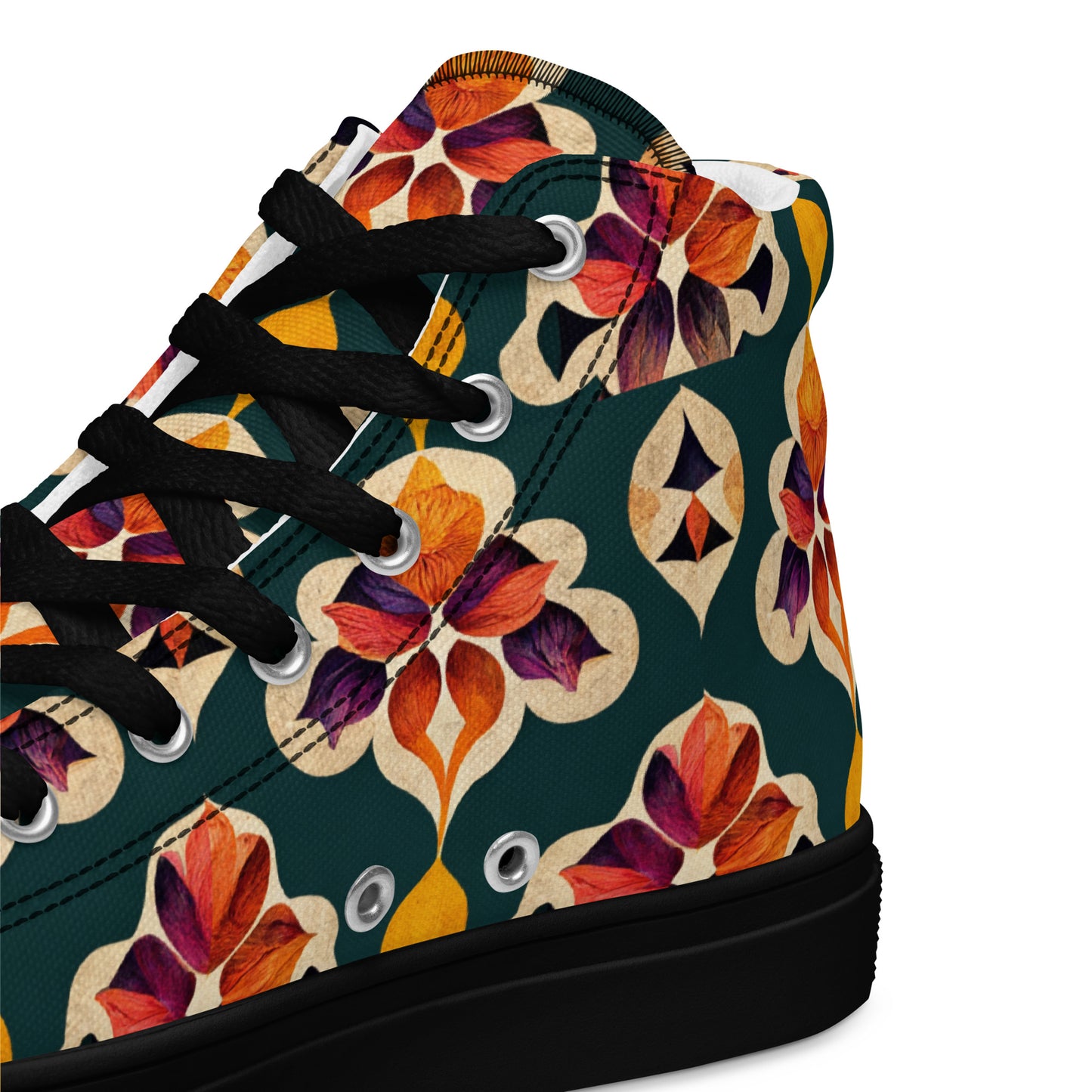 Ifrane’s Rainbow Blossoms Women’s high top canvas shoes