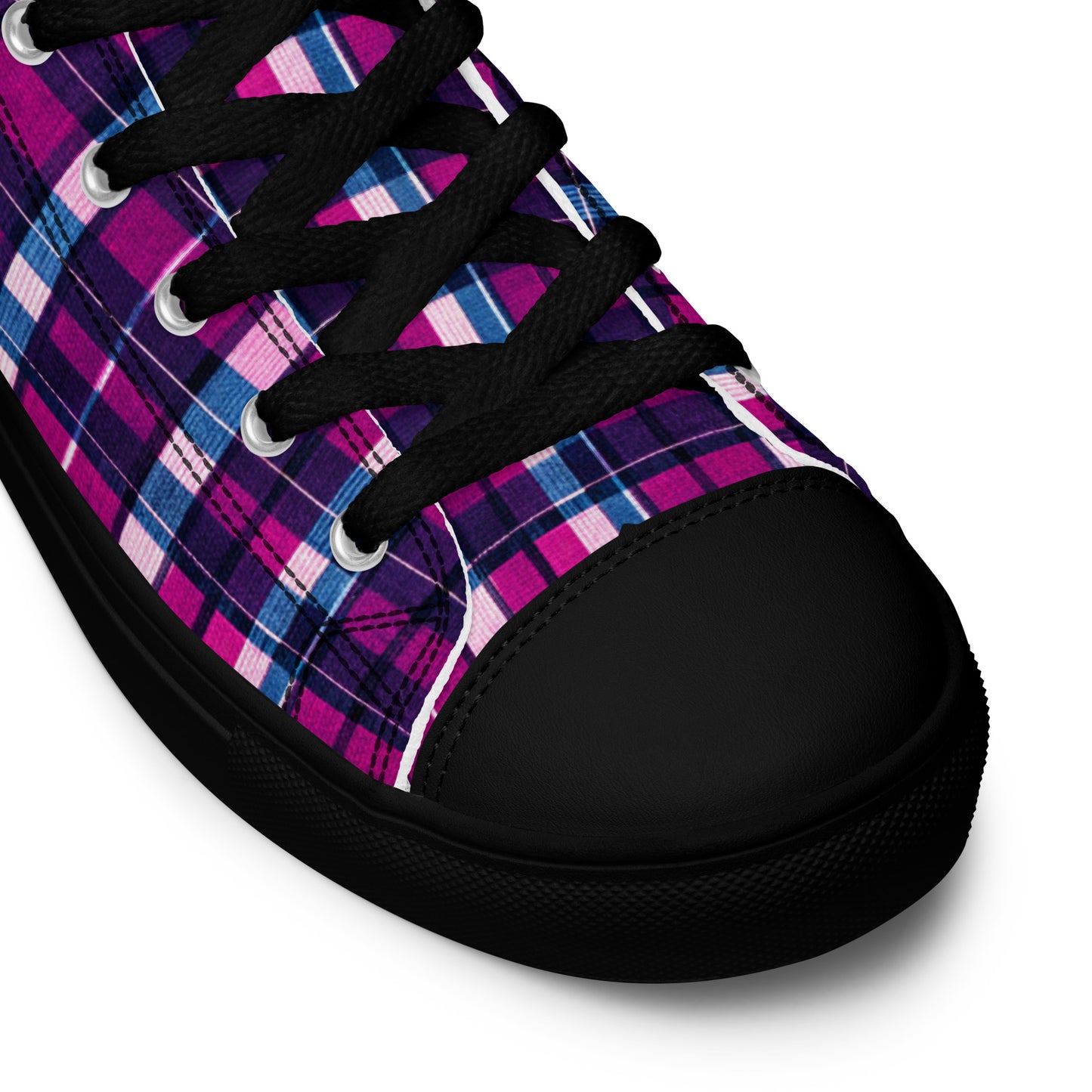 Fuchsia Fusion Check Women’s high top canvas shoes